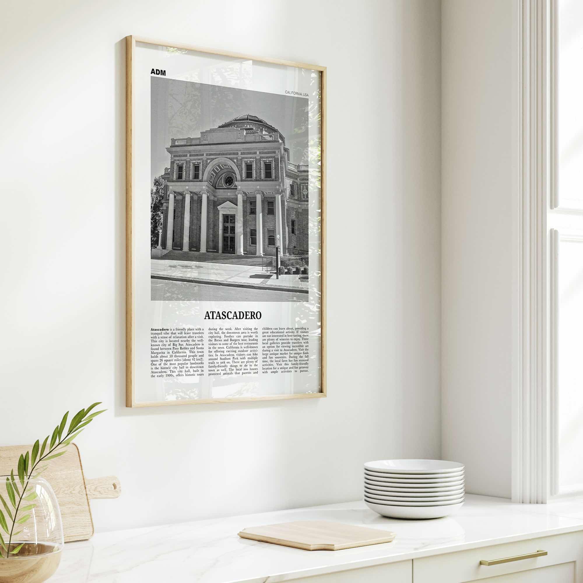 Atascadero Print Black and White, Atascadero Wall Art, Atascadero Poster, Atascadero Photo, Atascadero Décor, Atascadero Map, California USA