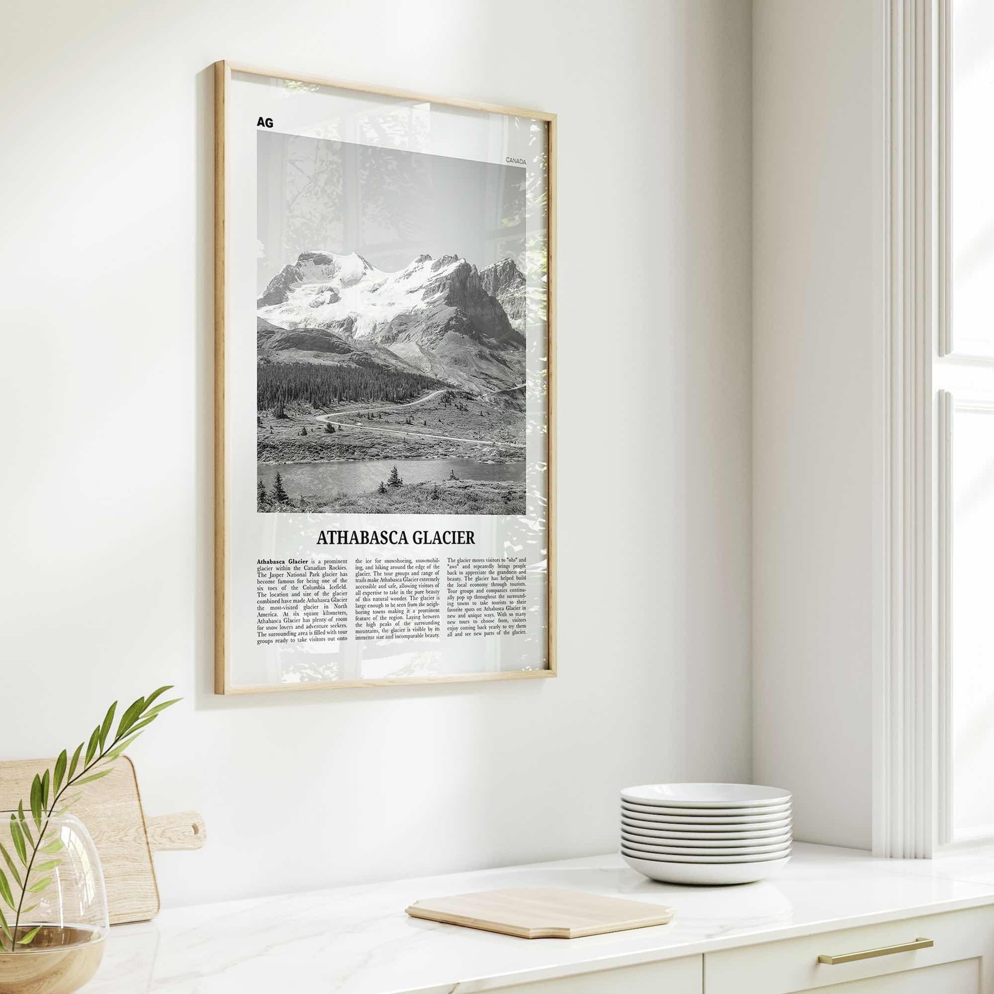 Athabasca Glacier Print Black and White, Athabasca Wall Art, Athabasca Poster, Athabasca Photo, Athabasca Wall Décor, Athabasca Map, Canada