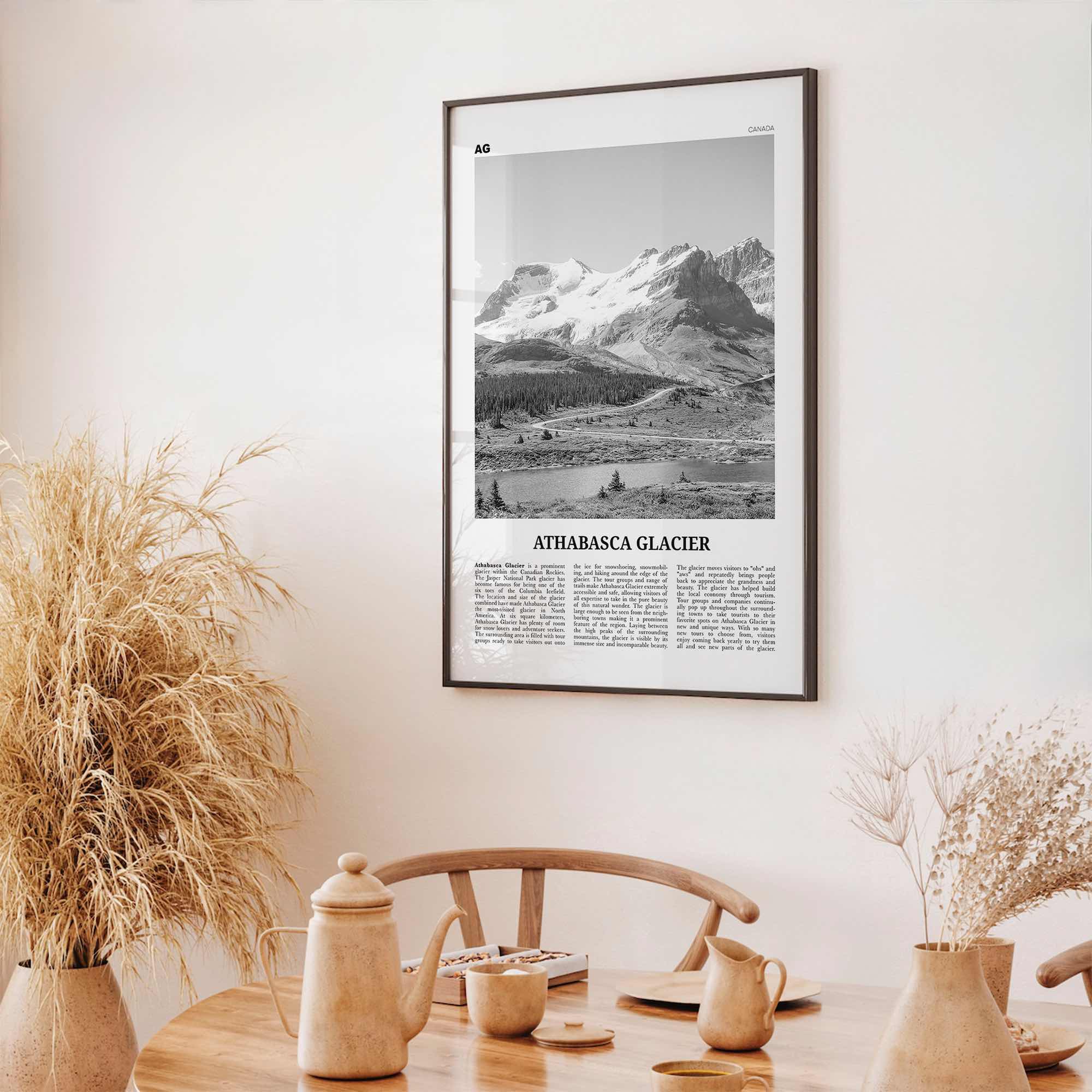 Athabasca Glacier Print Black and White, Athabasca Wall Art, Athabasca Poster, Athabasca Photo, Athabasca Wall Décor, Athabasca Map, Canada