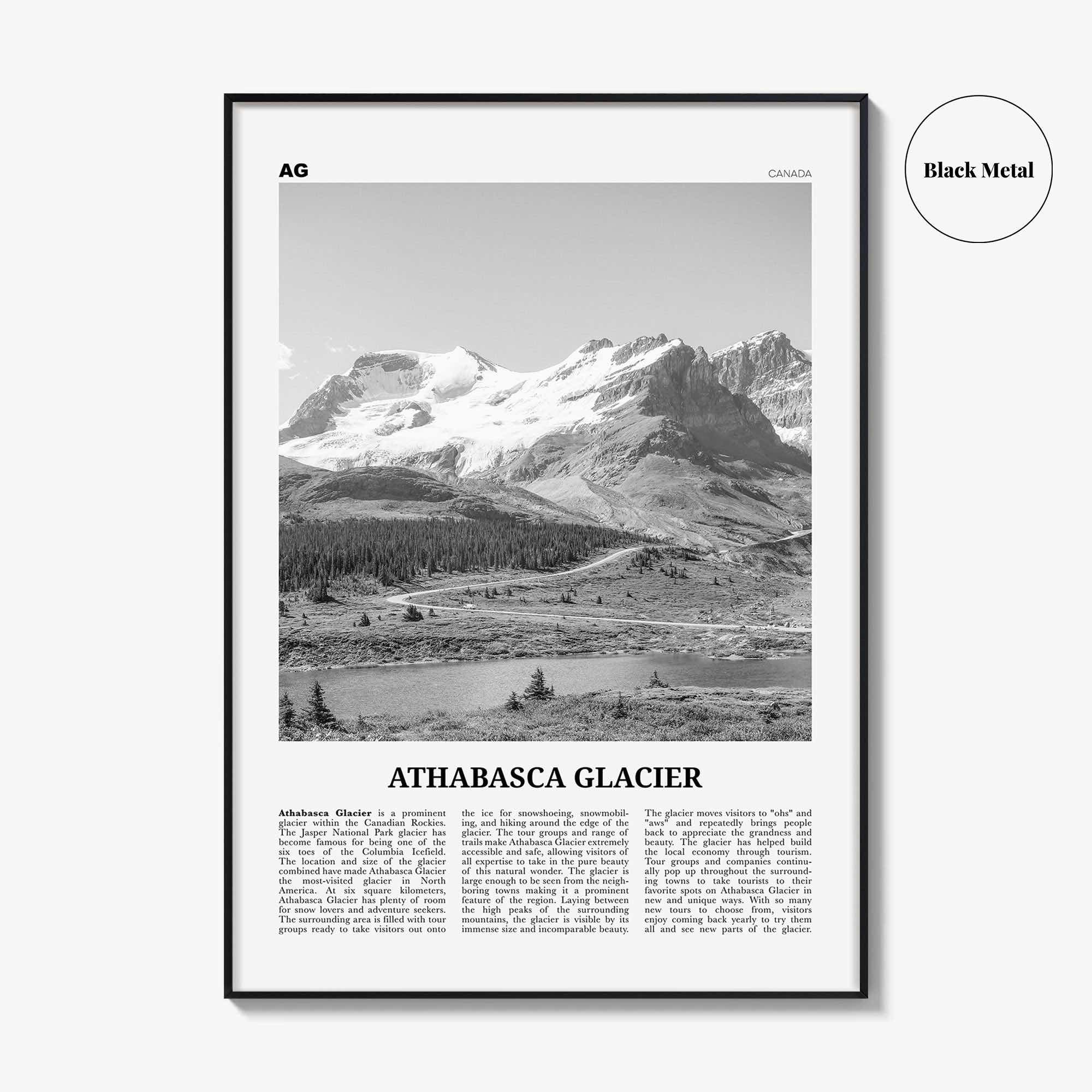 Athabasca Glacier Print Black and White, Athabasca Wall Art, Athabasca Poster, Athabasca Photo, Athabasca Wall Décor, Athabasca Map, Canada