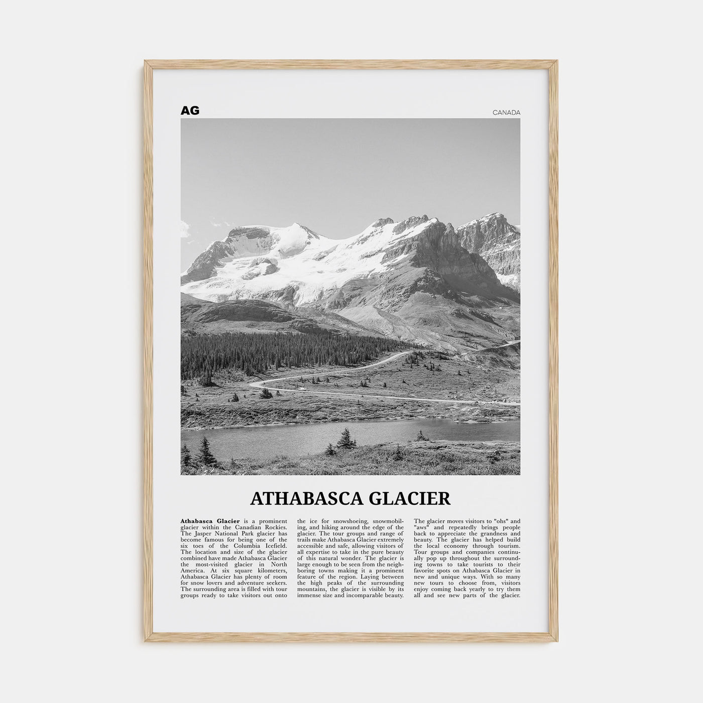 Athabasca Glacier Travel B&W Poster
