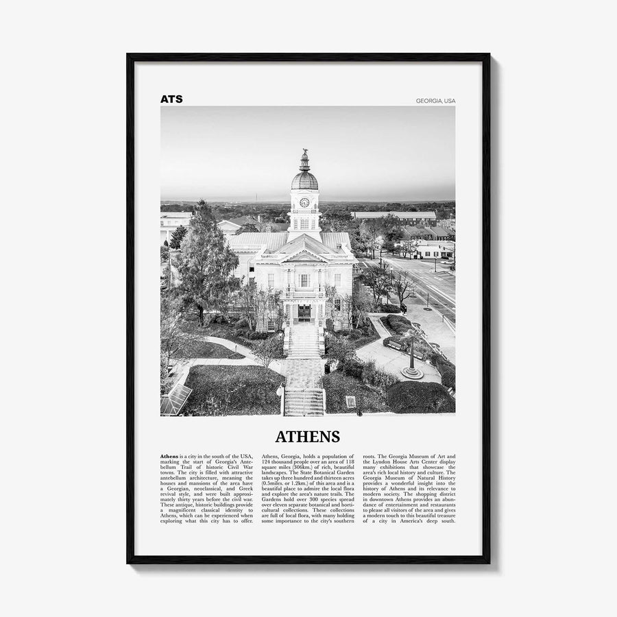 Athens Print Black and White Georgia, Athens Wall Art, Athens Poster, Athens Photo, Athens Map, Georgia, USA, United States