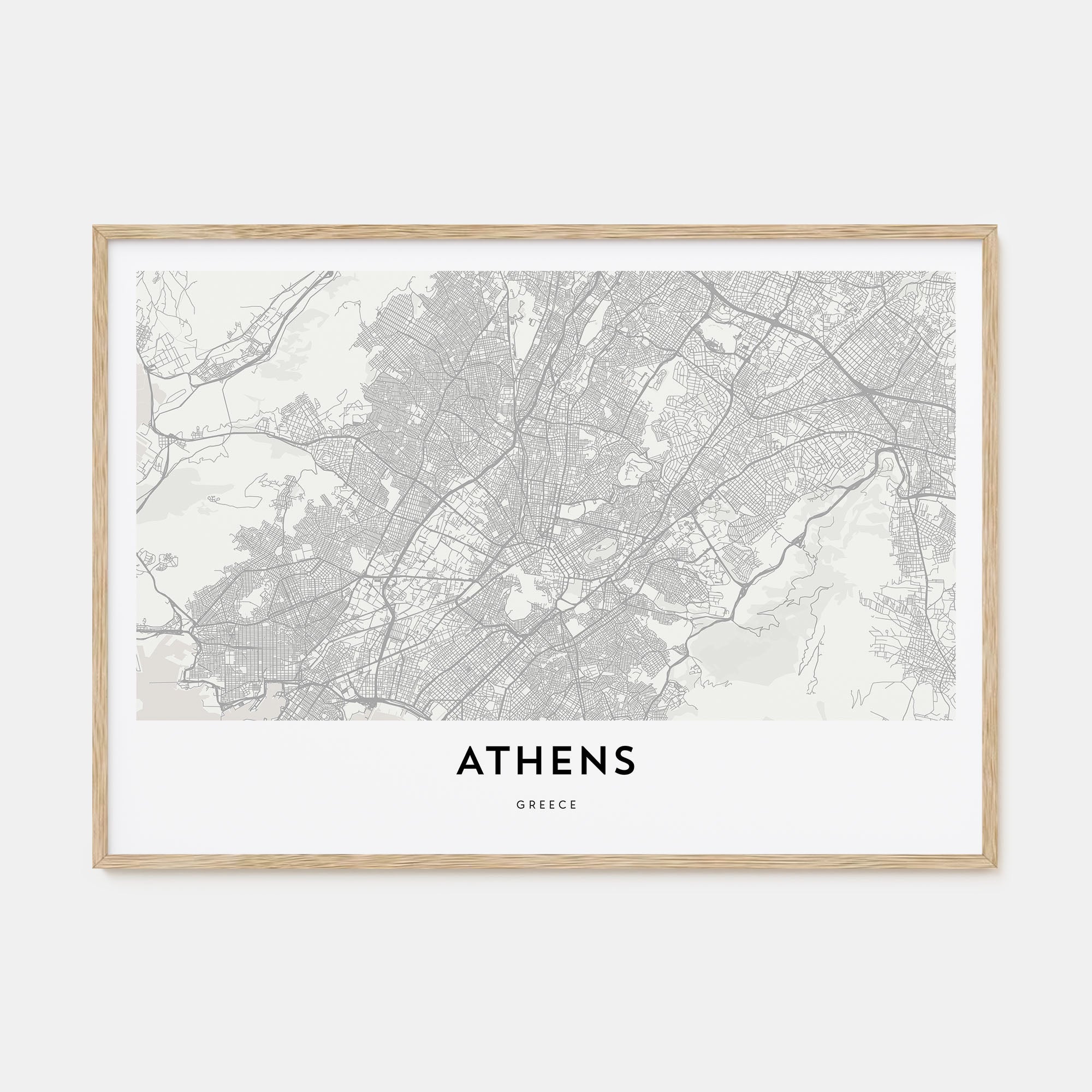 Athens, Greece Map Landscape Poster