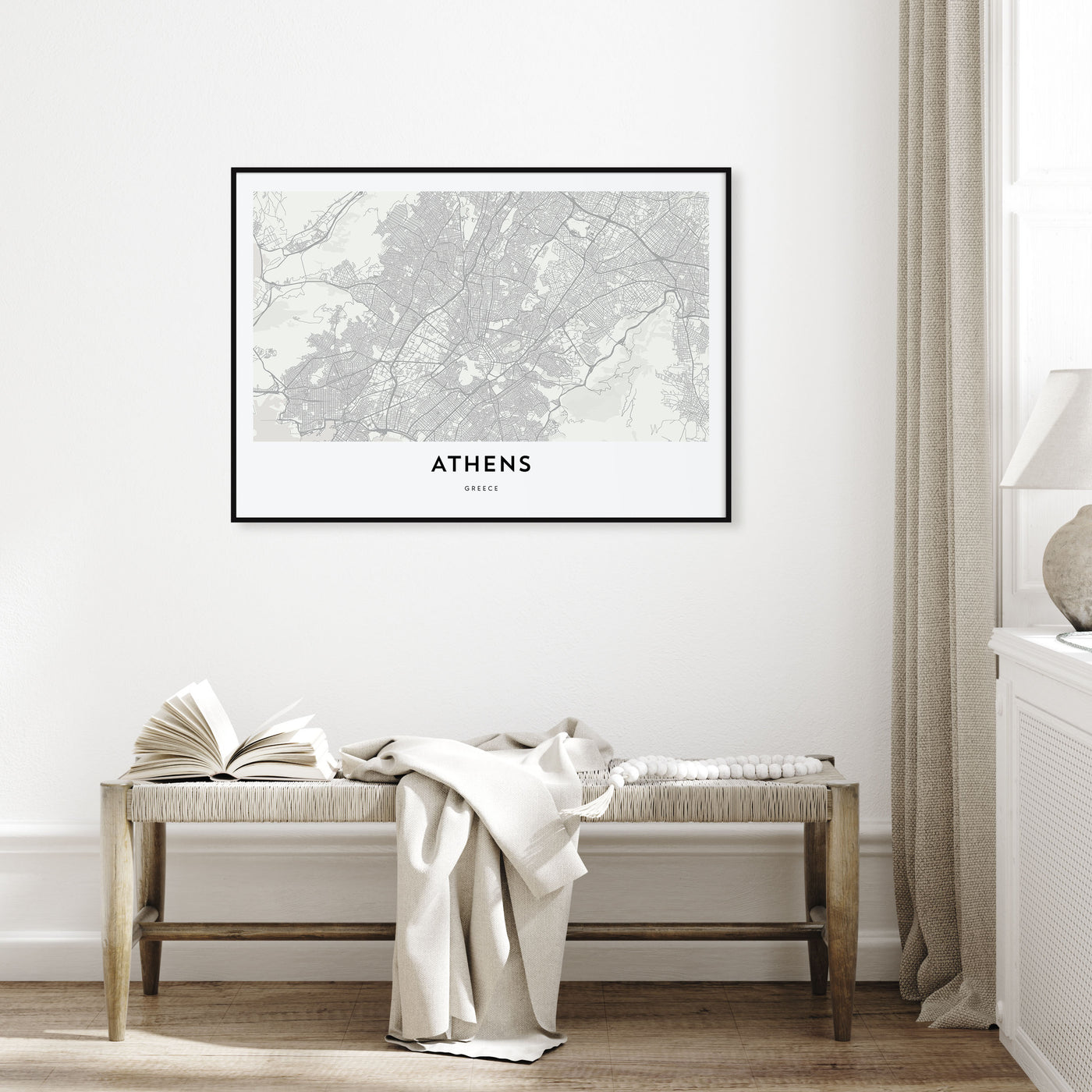 Athens, Greece Map Landscape Poster