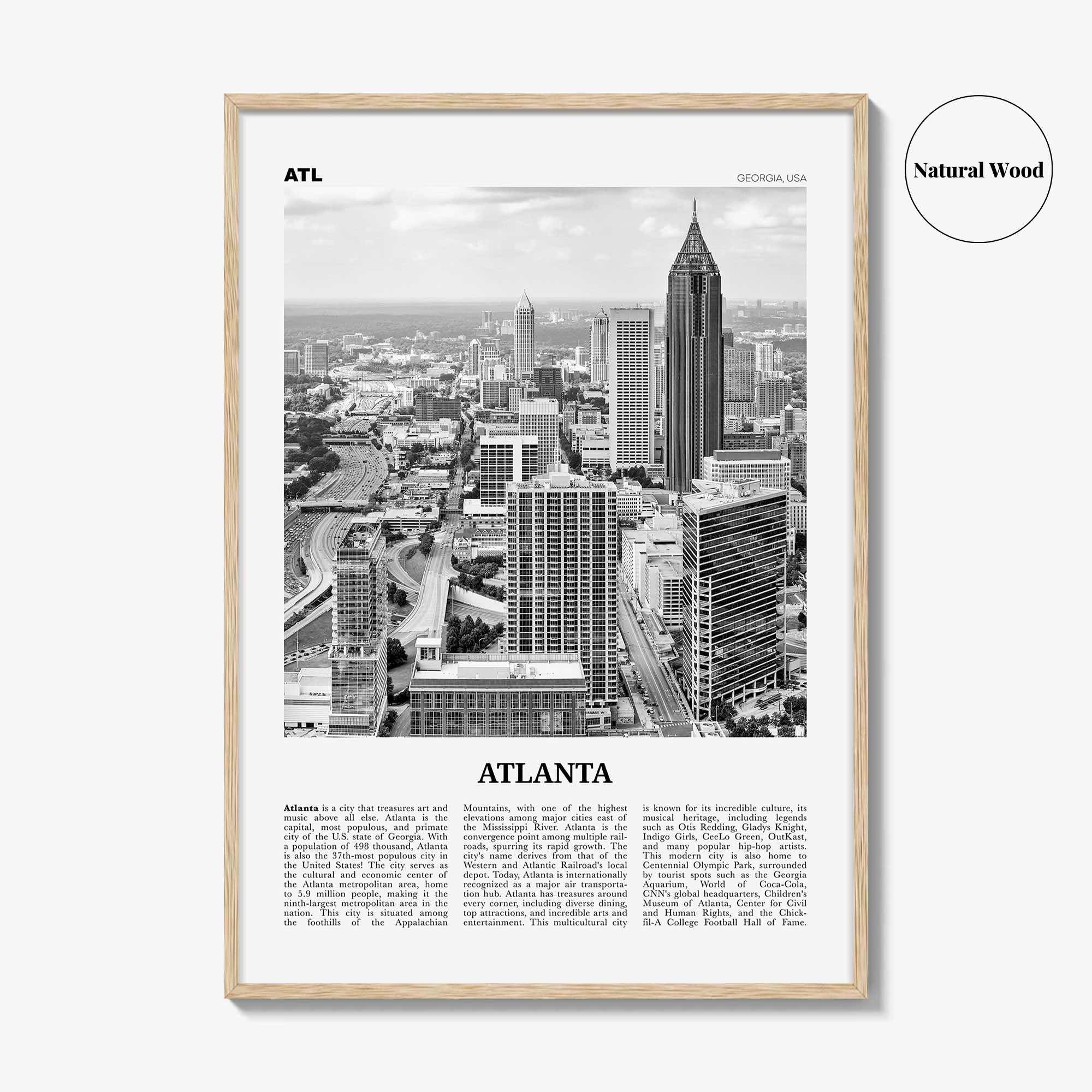 Atlanta Print Black and White No 1, Atlanta Wall Art, Atlanta Poster, Atlanta Photo, Atlanta, Georgia, USA, United States, North America