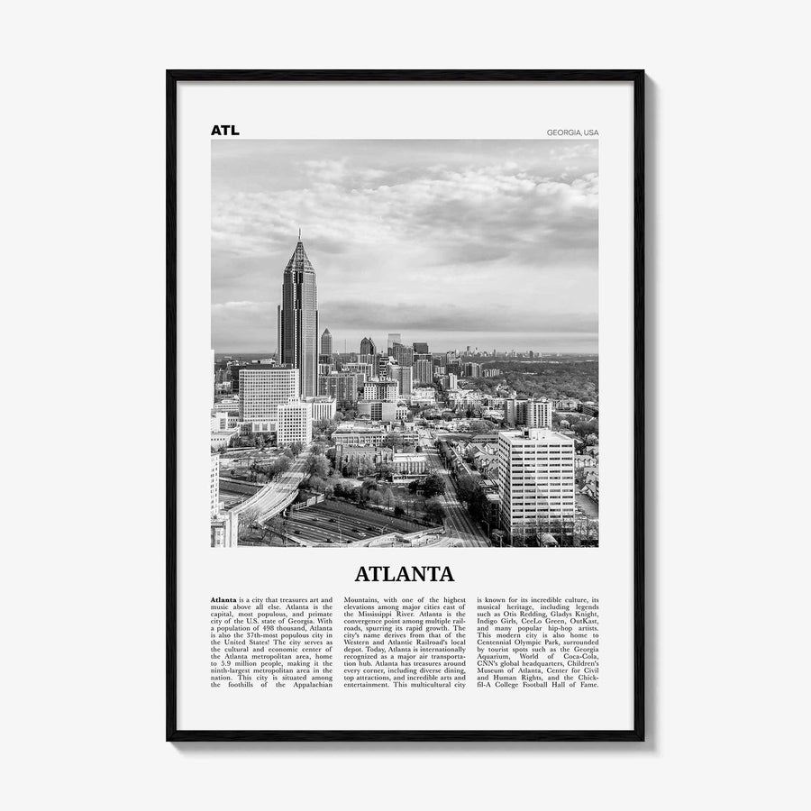 Atlanta Print Black and White No 2, Atlanta Wall Art, Atlanta Poster, Atlanta Photo, Atlanta, Georgia, USA, United States, North America