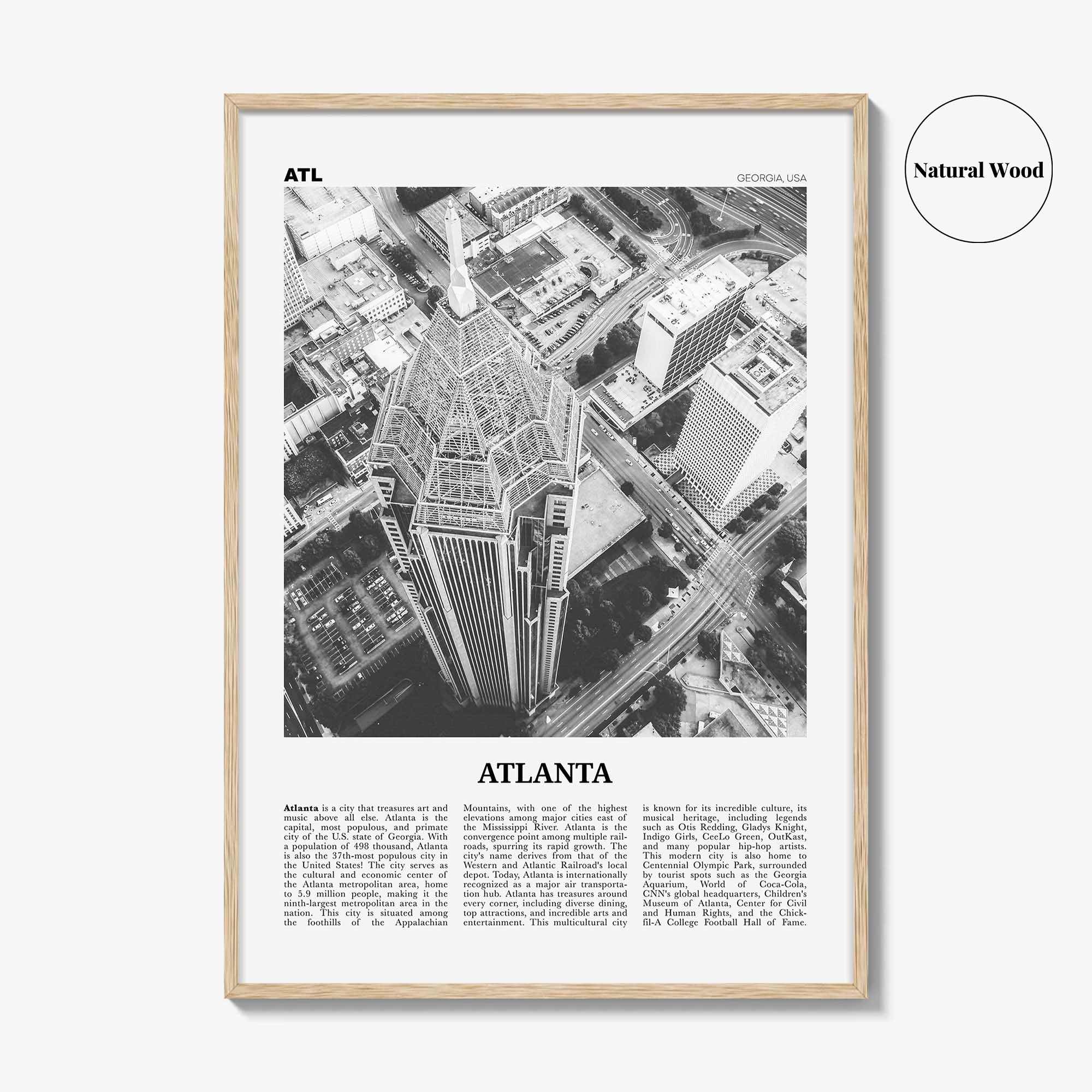 Atlanta Print Black and White No 3, Atlanta Wall Art, Atlanta Poster, Atlanta Photo, Atlanta, Georgia, USA, United States, North America
