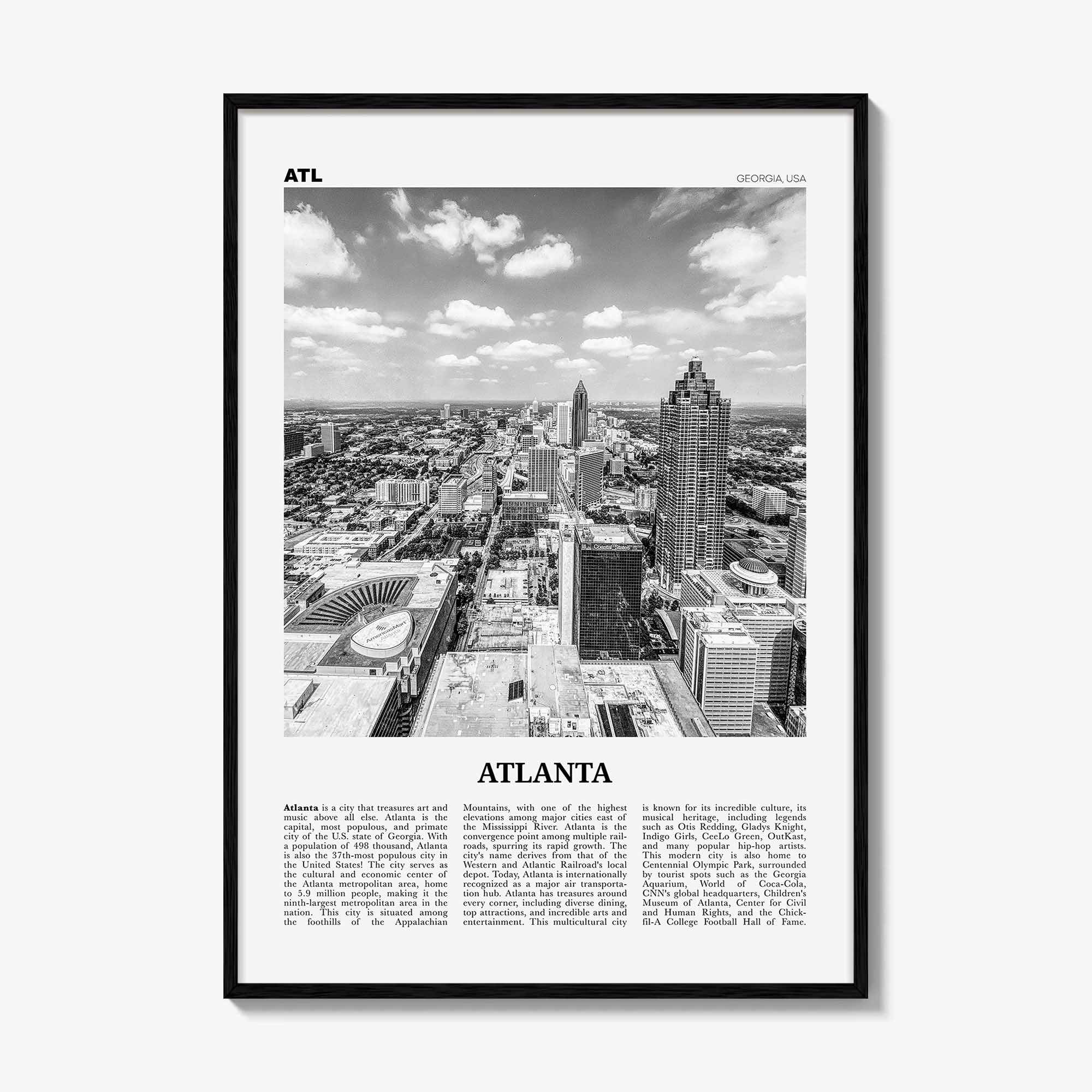 Atlanta Print Black and White No 4, Atlanta Wall Art, Atlanta Poster, Atlanta Photo, Atlanta, Georgia, USA, United States, North America