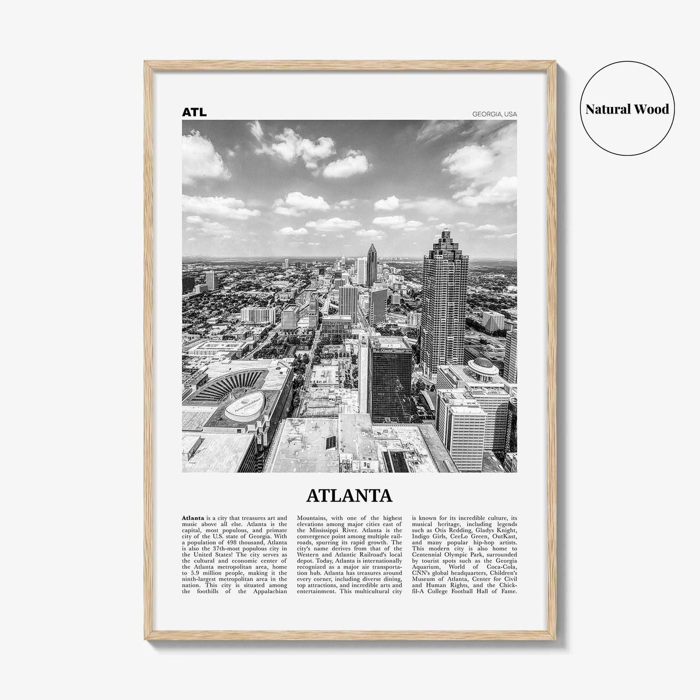 Atlanta Print Black and White No 4, Atlanta Wall Art, Atlanta Poster, Atlanta Photo, Atlanta, Georgia, USA, United States, North America