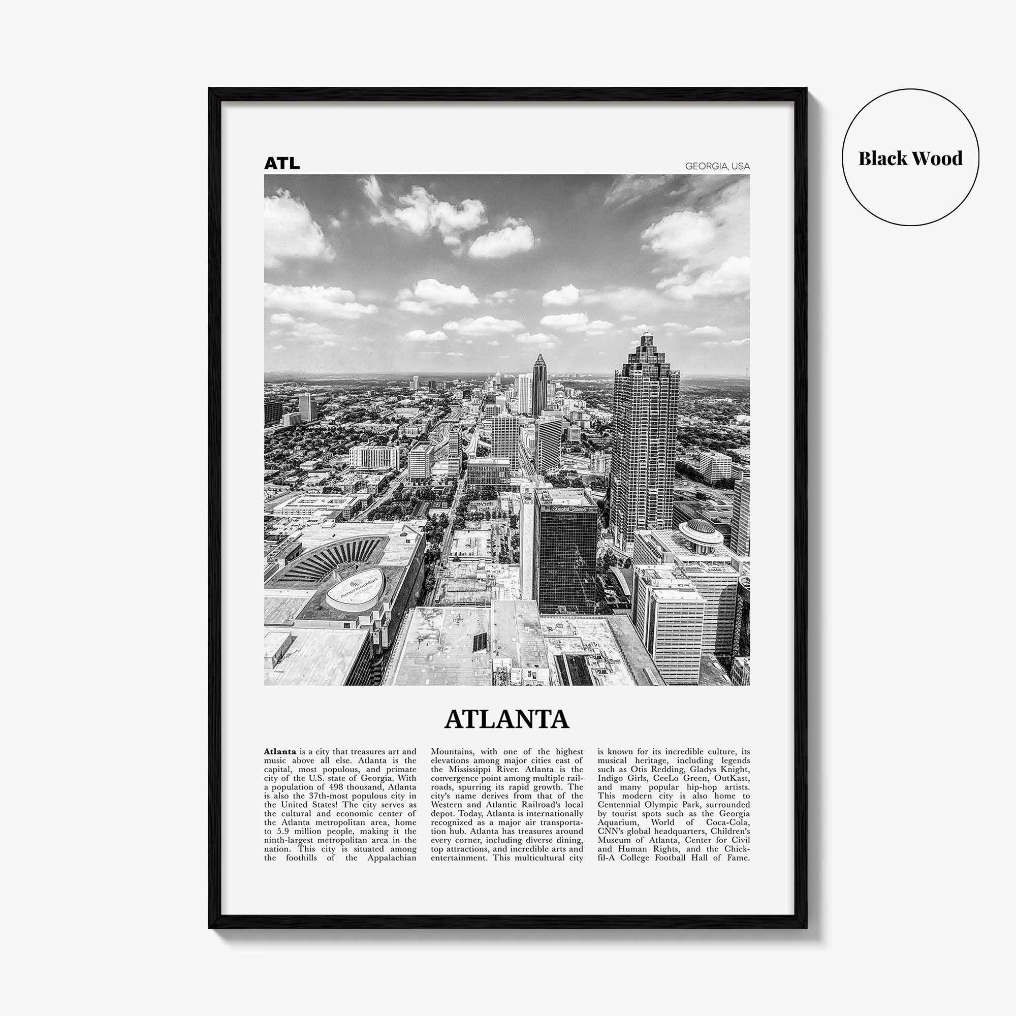Atlanta Print Black and White No 4, Atlanta Wall Art, Atlanta Poster, Atlanta Photo, Atlanta, Georgia, USA, United States, North America