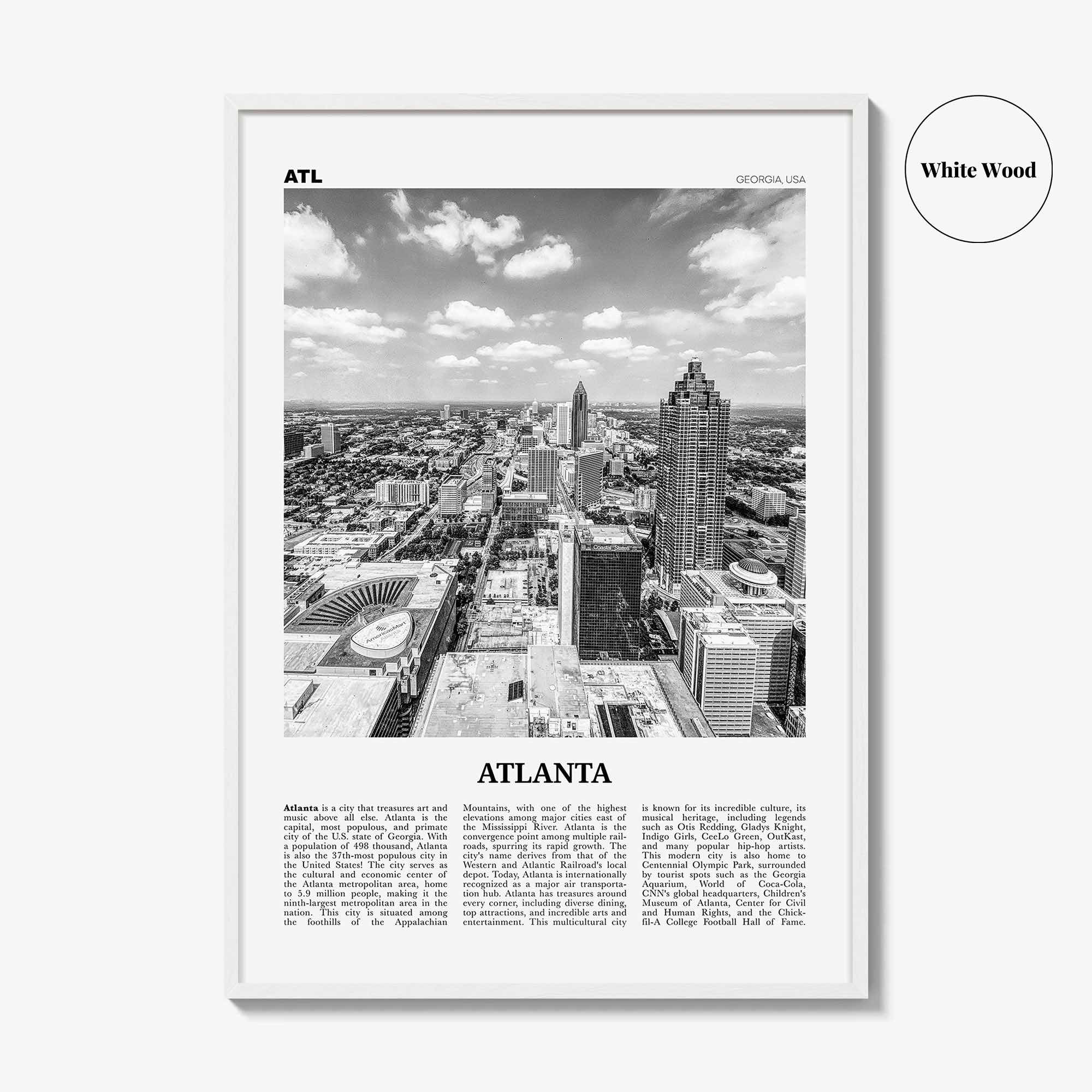 Atlanta Print Black and White No 4, Atlanta Wall Art, Atlanta Poster, Atlanta Photo, Atlanta, Georgia, USA, United States, North America
