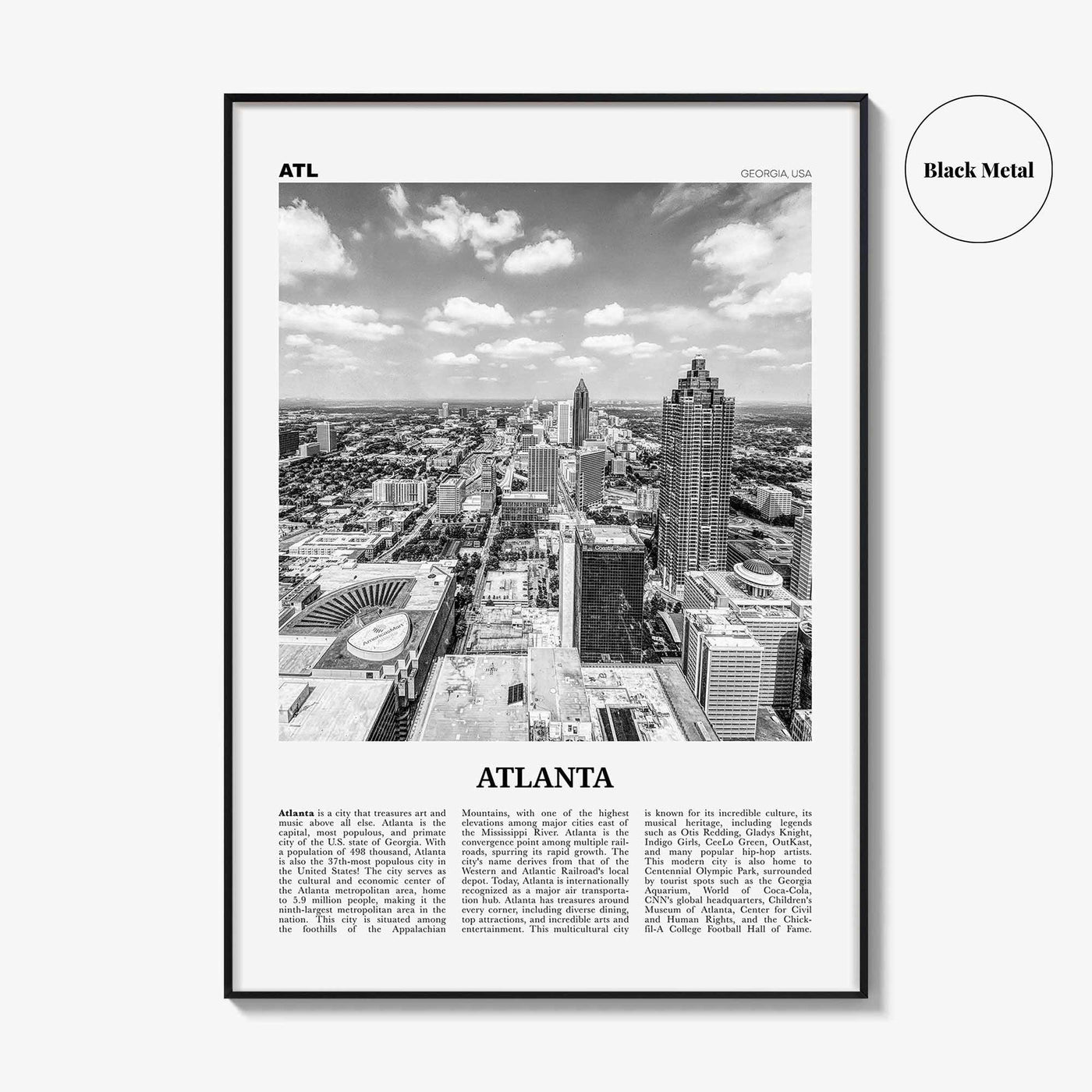 Atlanta Print Black and White No 4, Atlanta Wall Art, Atlanta Poster, Atlanta Photo, Atlanta, Georgia, USA, United States, North America
