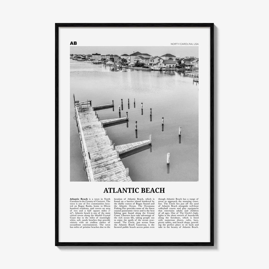 Atlantic Beach Print Black and White, Atlantic Beach Wall Art, Atlantic Beach Poster, Atlantic Beach Photo, Atlantic Map, North Carolina