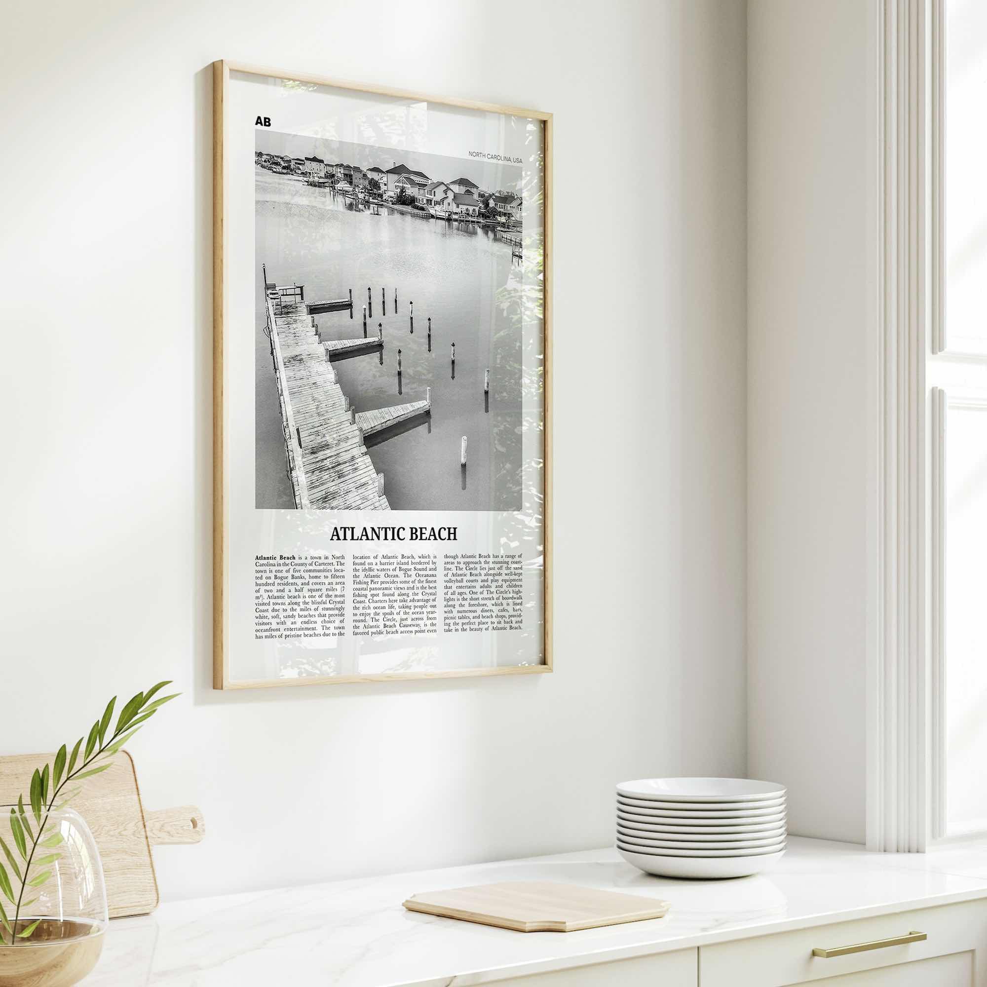 Atlantic Beach Print Black and White, Atlantic Beach Wall Art, Atlantic Beach Poster, Atlantic Beach Photo, Atlantic Map, North Carolina