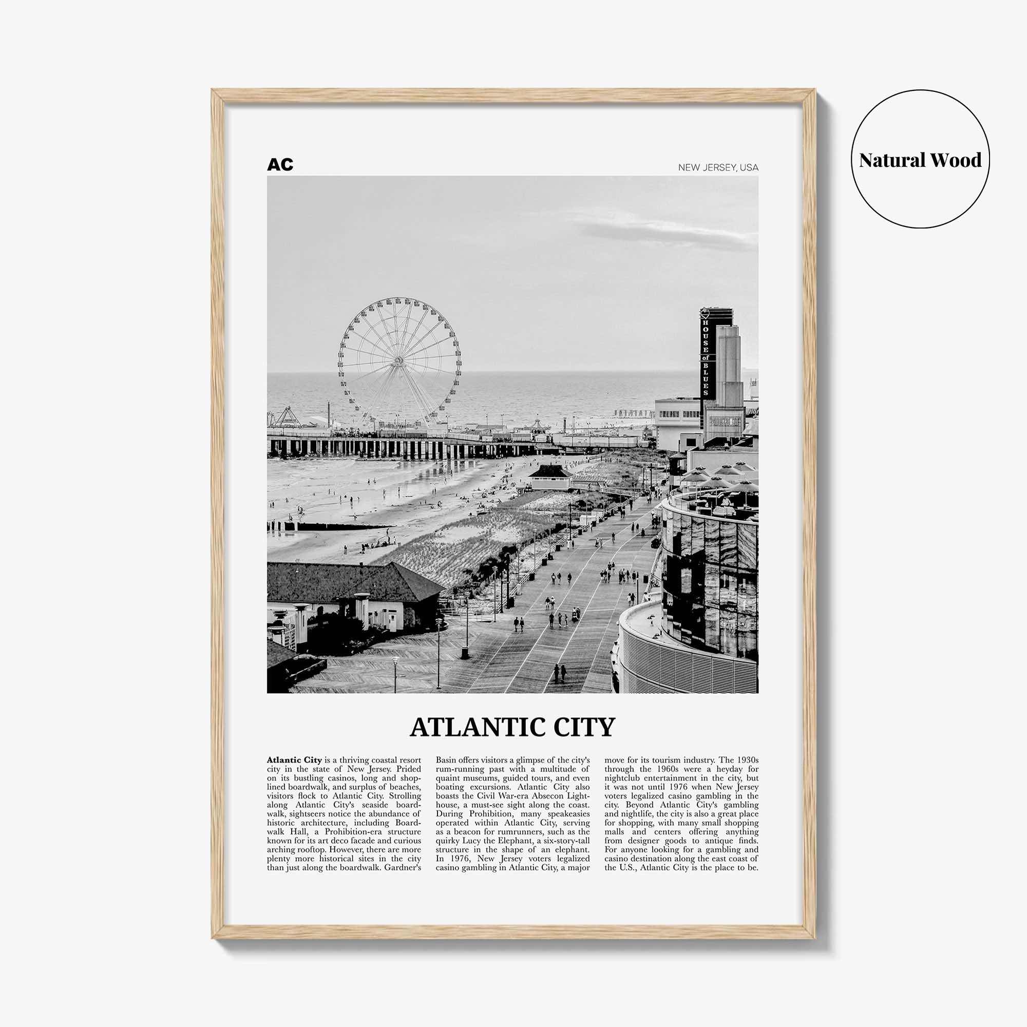 Atlantic City Print Black and White, Atlantic City Wall Art, Atlantic City Poster, Atlantic City Photo, Atlantic City Wall Décor, Maryland