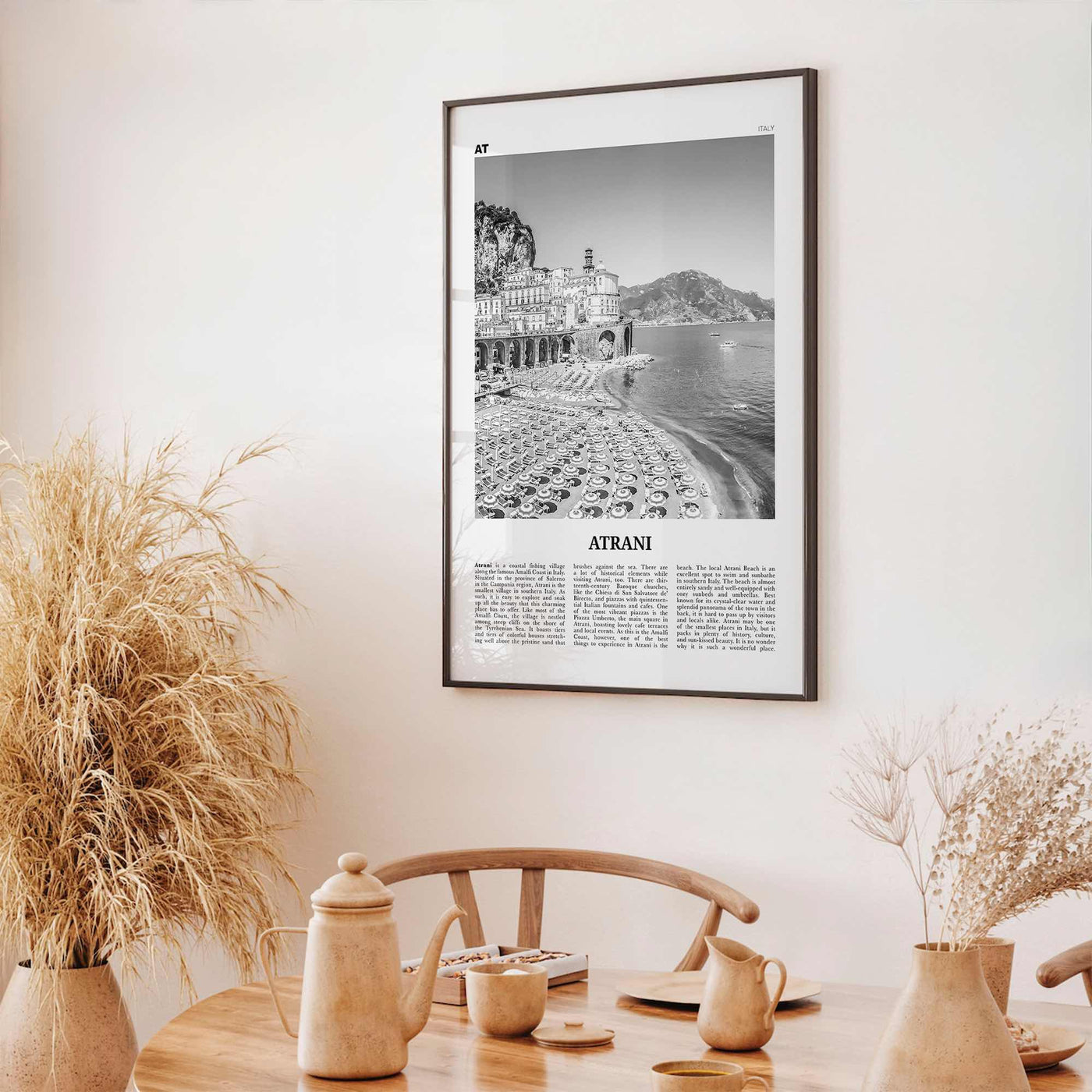 Atrani Print Black and White, Atrani Wall Art, Atrani Poster, Atrani Photo, Atrani Wall Décor, Atrani Map, Italy
