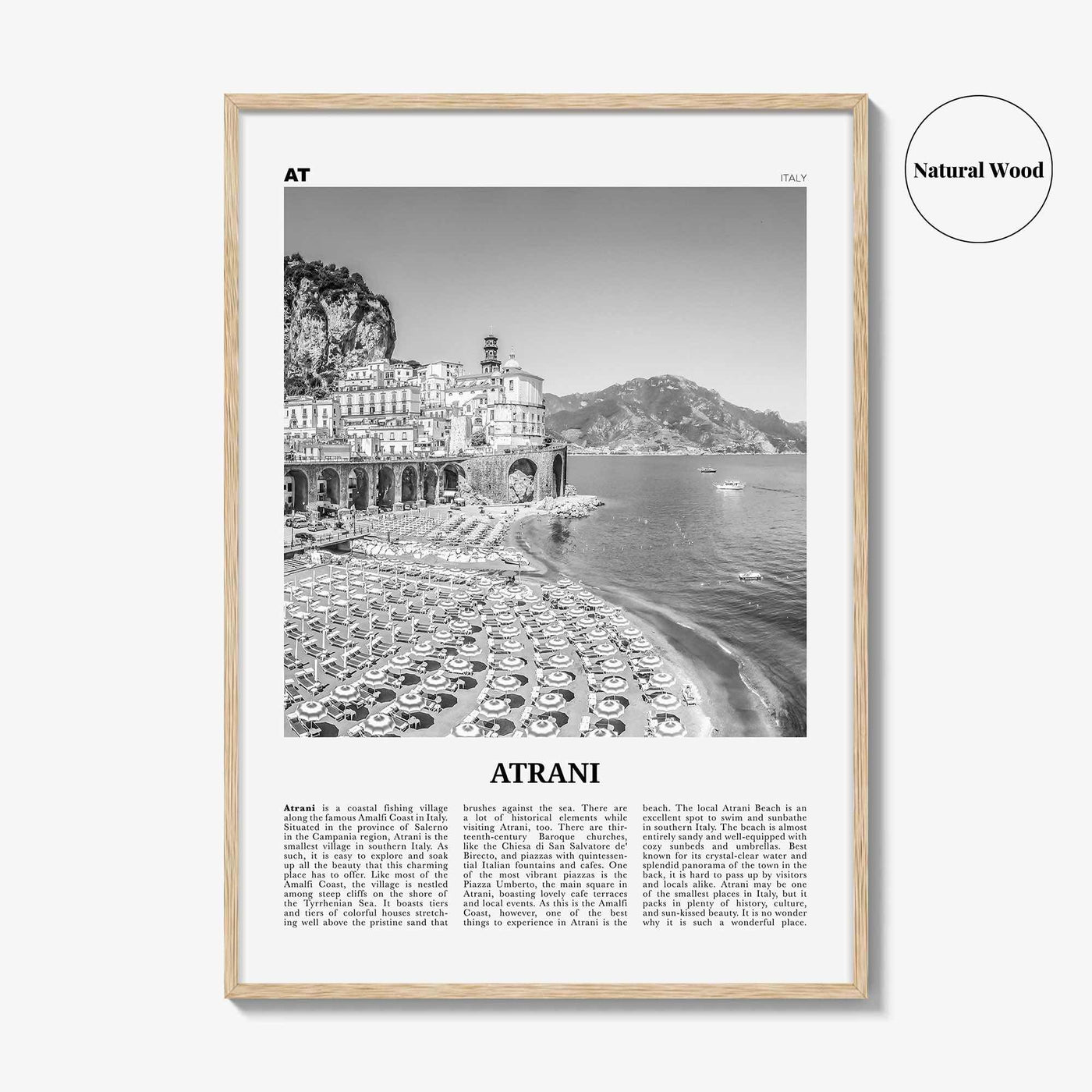 Atrani Print Black and White, Atrani Wall Art, Atrani Poster, Atrani Photo, Atrani Wall Décor, Atrani Map, Italy