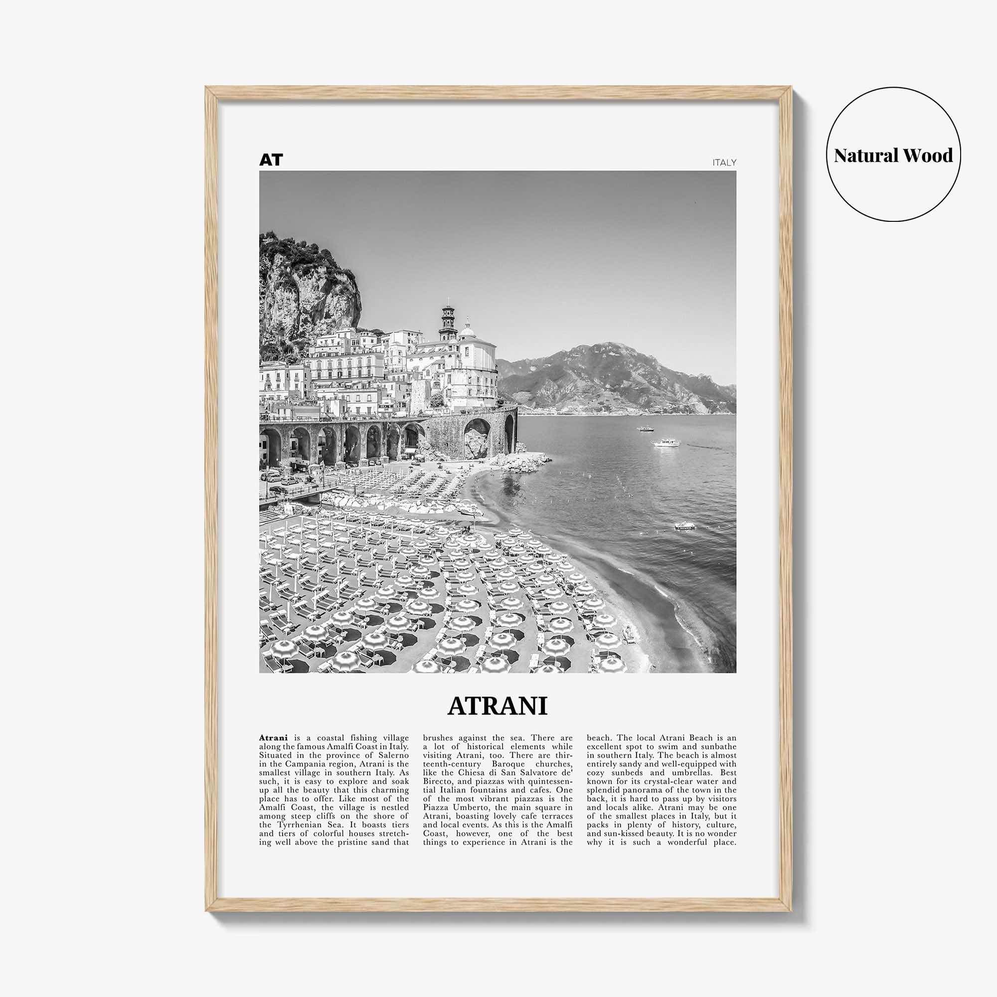 Atrani Print Black and White, Atrani Wall Art, Atrani Poster, Atrani Photo, Atrani Wall Décor, Atrani Map, Italy