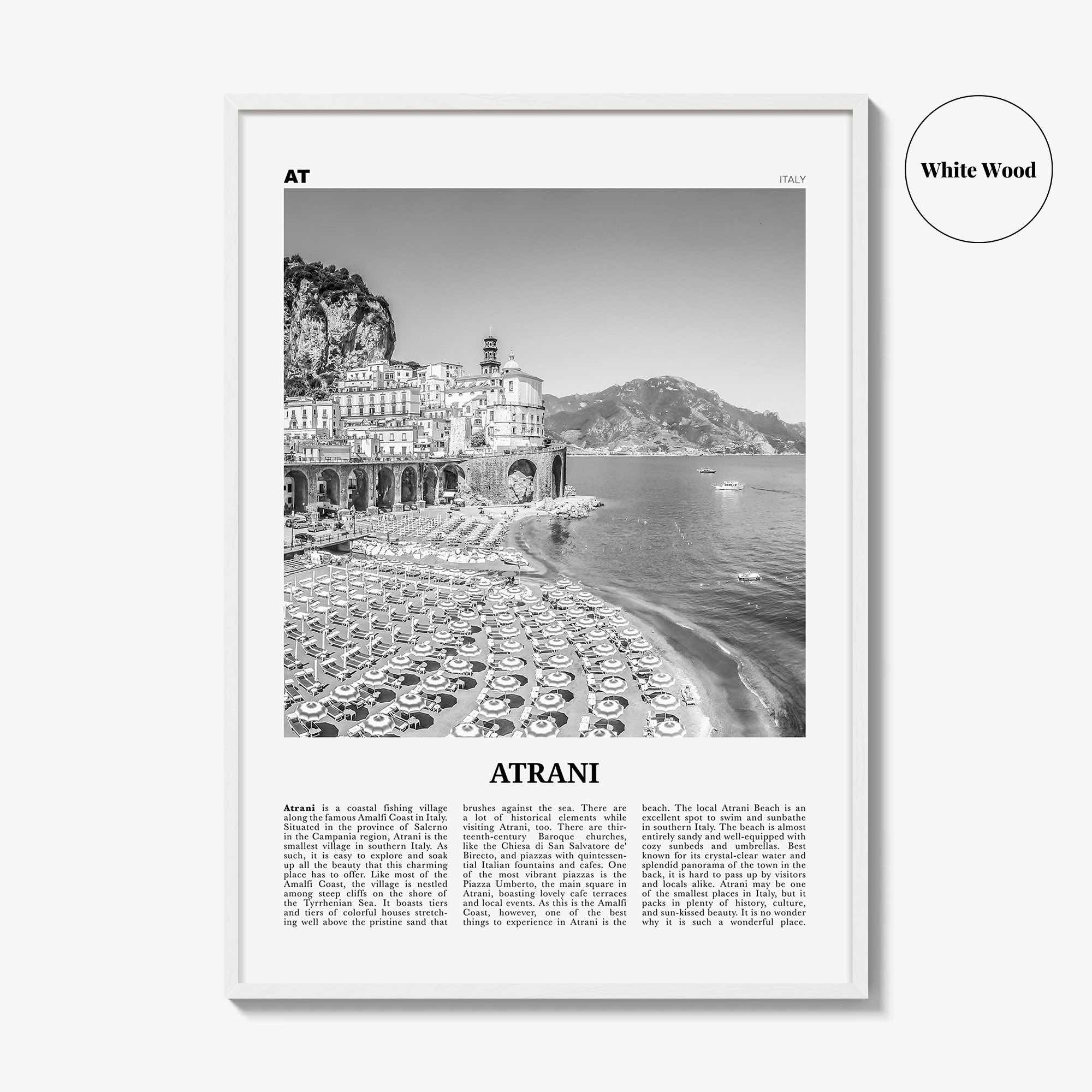 Atrani Print Black and White, Atrani Wall Art, Atrani Poster, Atrani Photo, Atrani Wall Décor, Atrani Map, Italy