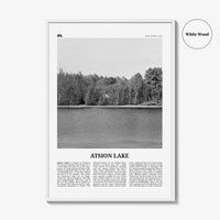 Atsion Lake Print Black and White, Atsion Lake Wall Art, Atsion Lake Poster, Atsion Lake Photo, Atsion Lake Wall Décor, Atsion Lake Map,