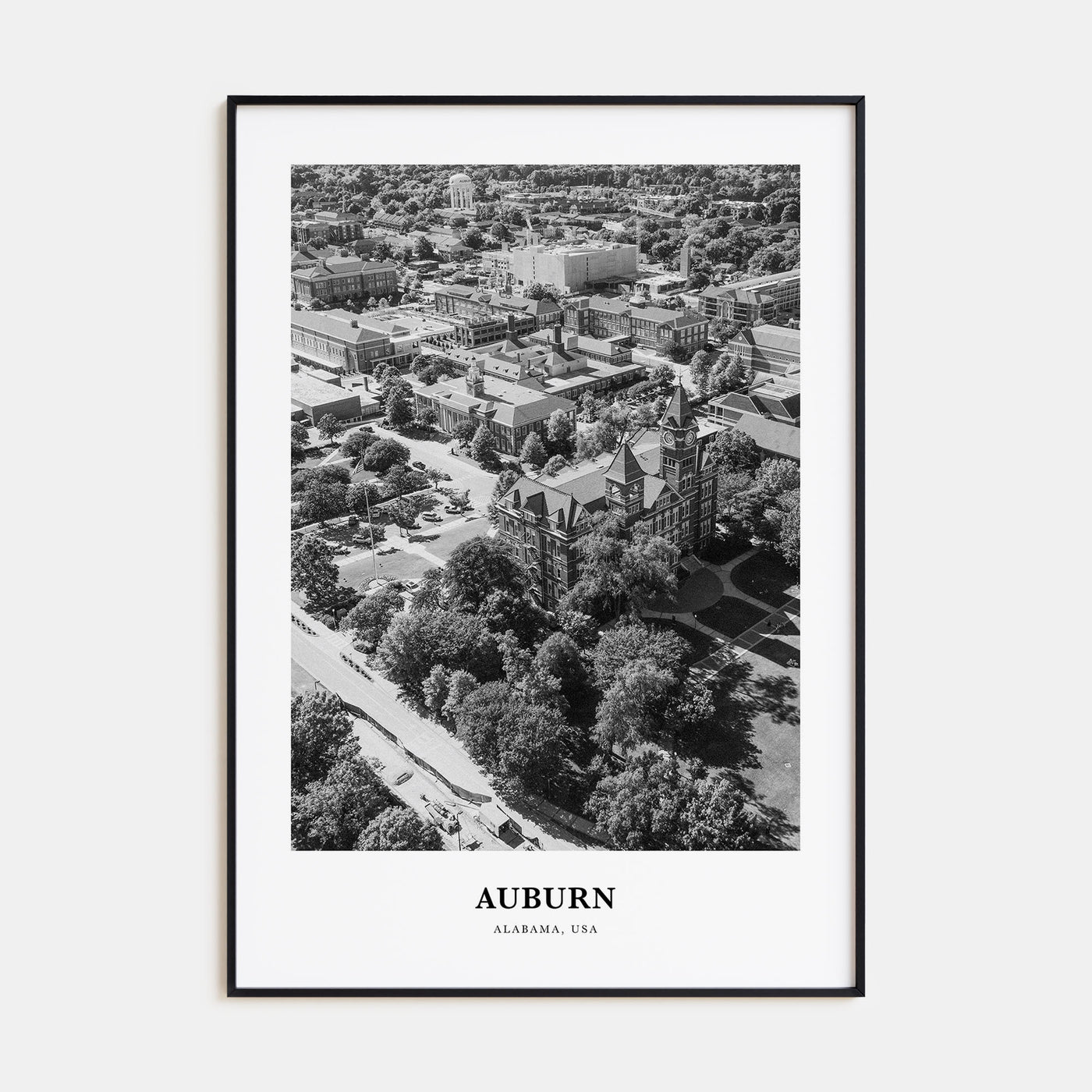 Auburn, Alabama Portrait B&W Poster