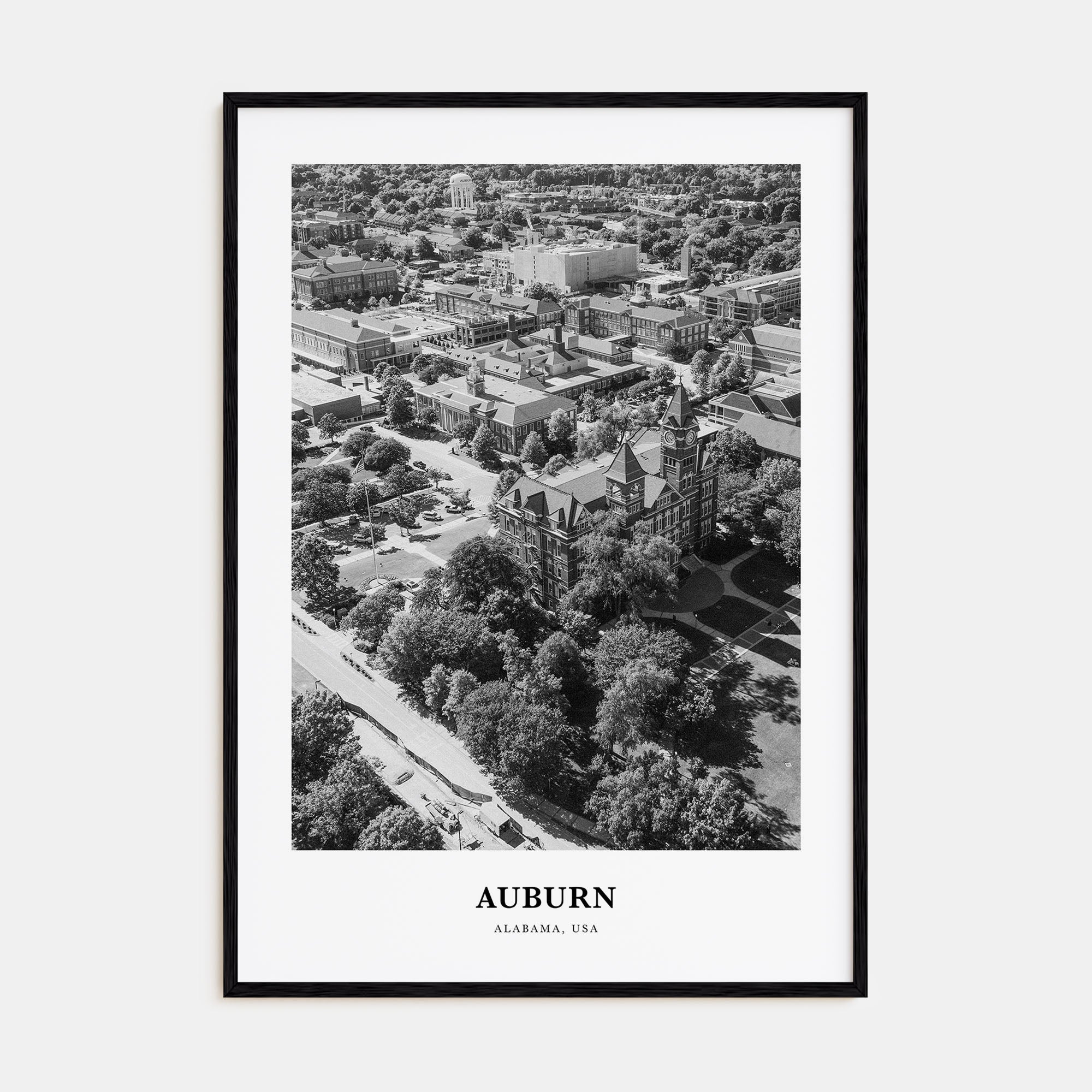 Auburn, Alabama Portrait B&W Poster
