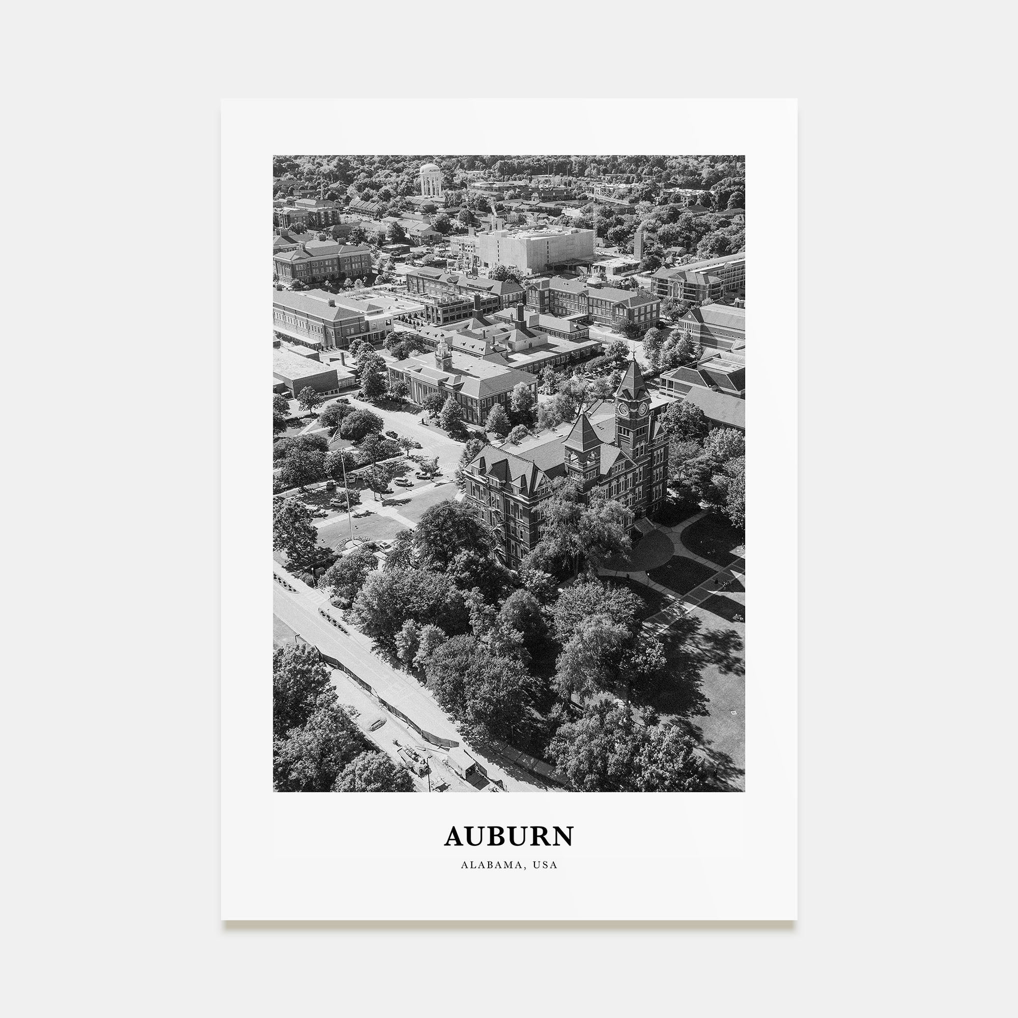 Auburn, Alabama Portrait B&W Poster