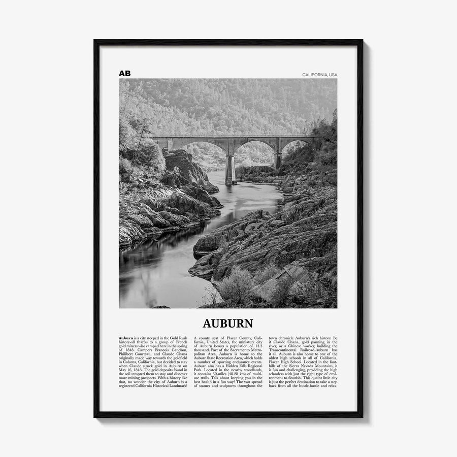 Auburn Print Black and White California, Auburn Wall Art, Auburn Poster, Auburn Photo, Auburn Wall Décor, California, United States