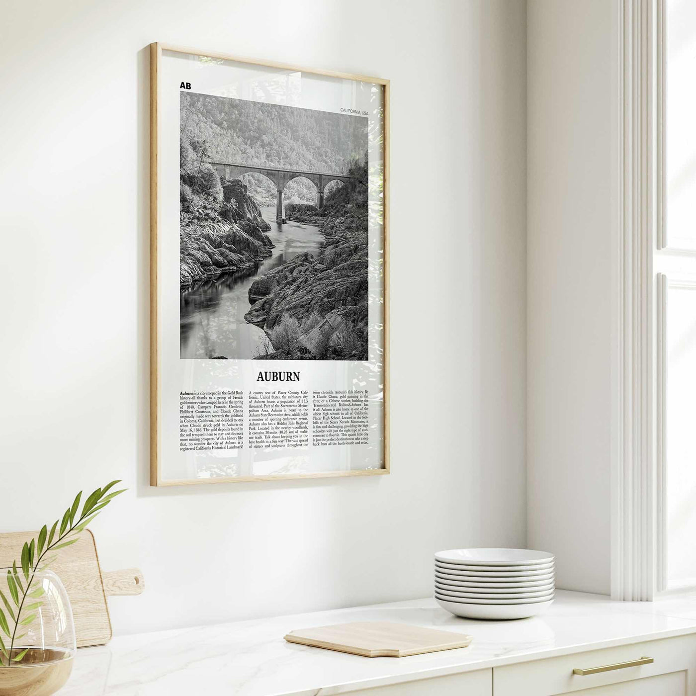 Auburn Print Black and White California, Auburn Wall Art, Auburn Poster, Auburn Photo, Auburn Wall Décor, California, United States