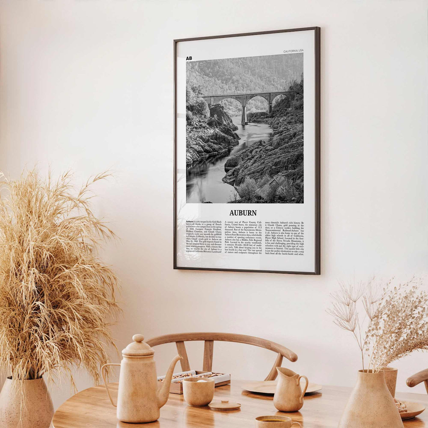 Auburn Print Black and White California, Auburn Wall Art, Auburn Poster, Auburn Photo, Auburn Wall Décor, California, United States