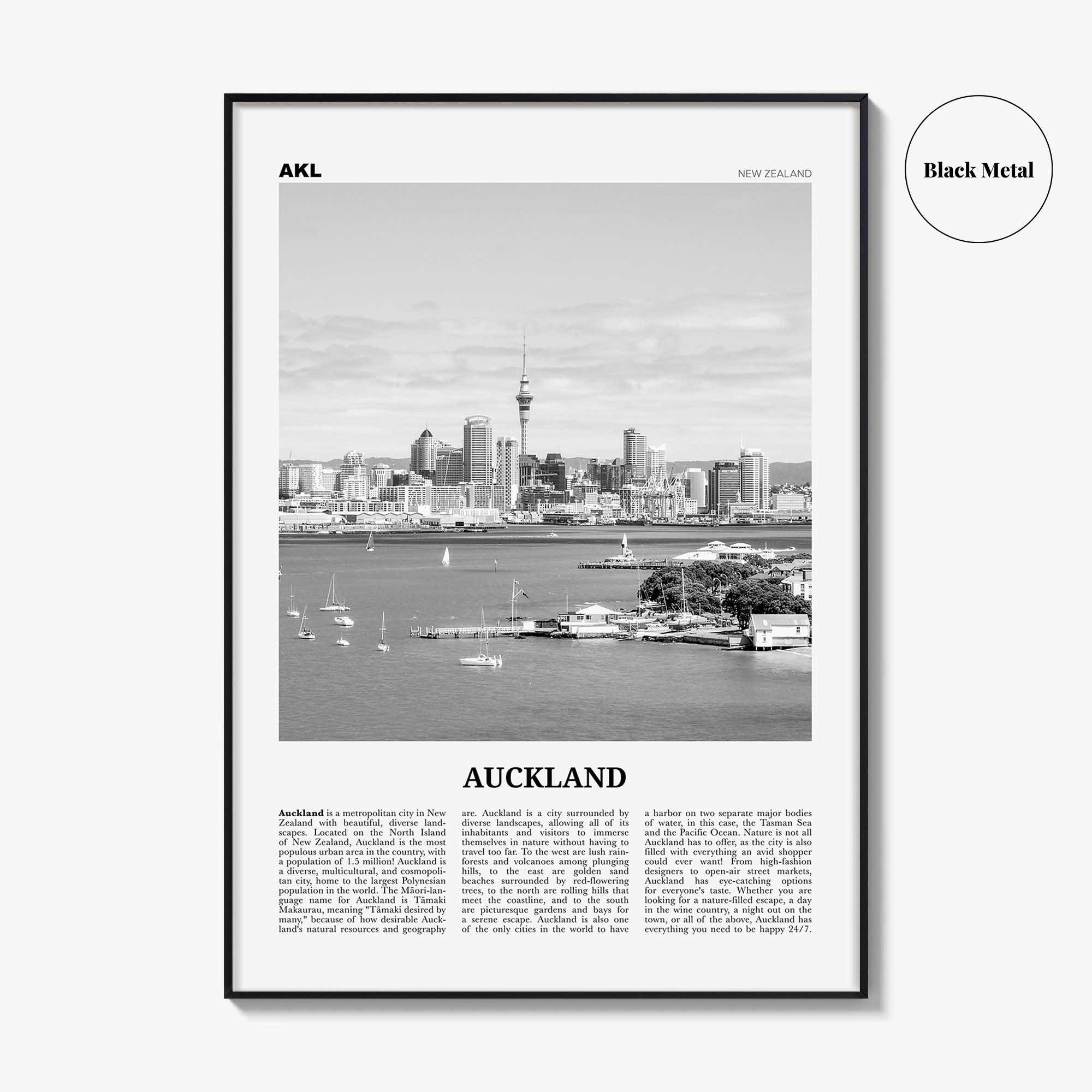 Auckland Print Black and White No 1, Auckland Wall Art, Auckland Poster, Auckland Photo, Auckland Wall Decor, New Zealand Poster Print