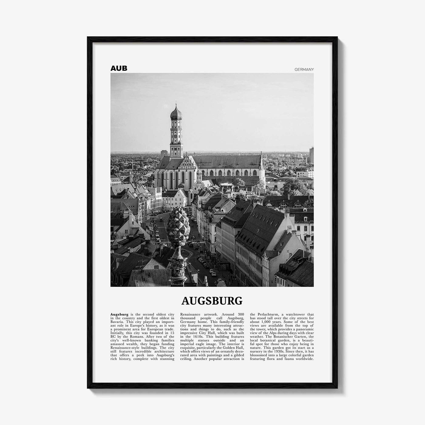 Augsburg Print Black and White, Augsburg Wall Art, Augsburg Poster, Augsburg Photo, Augsburg Wall Décor, Augsburg Map, Germany