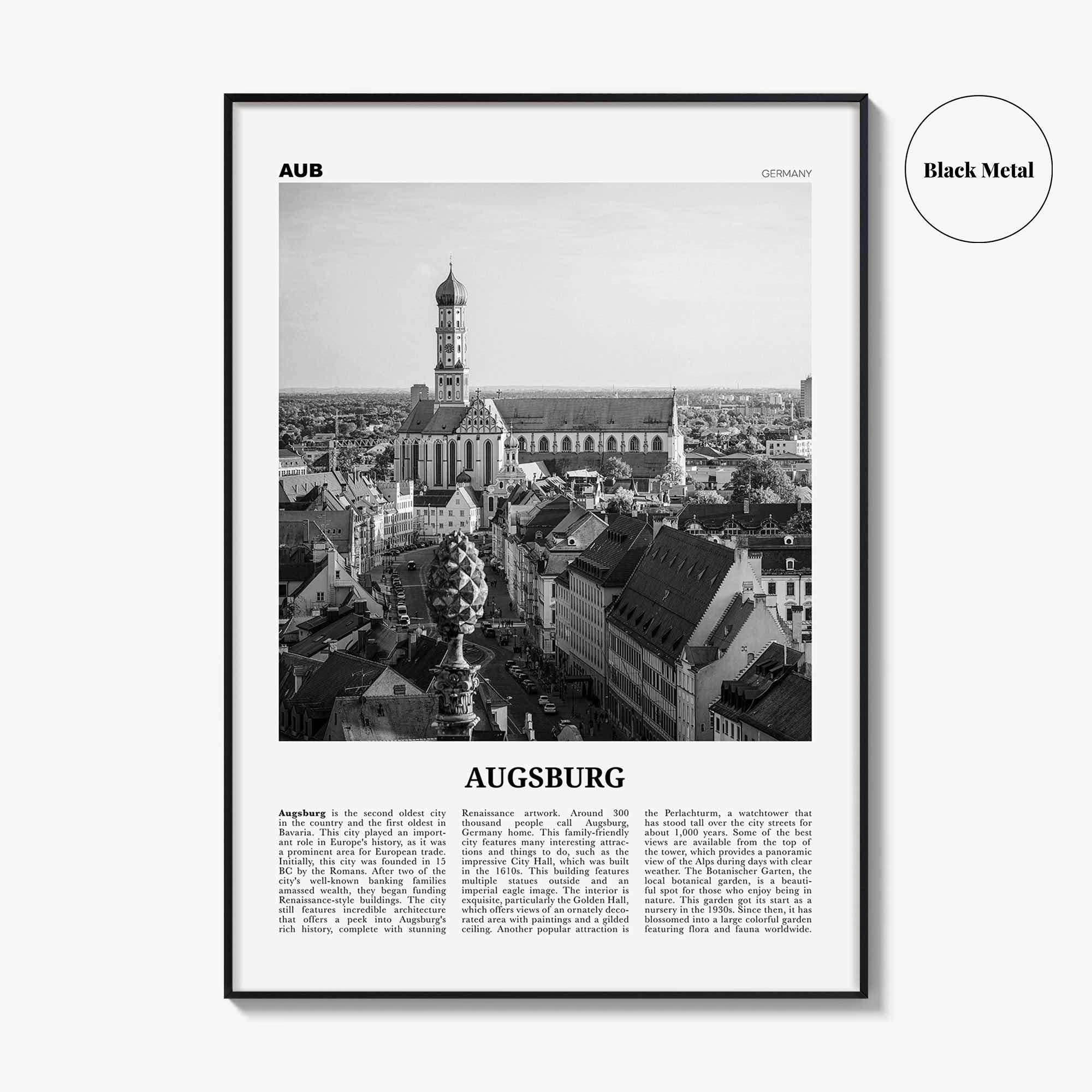 Augsburg Print Black and White, Augsburg Wall Art, Augsburg Poster, Augsburg Photo, Augsburg Wall Décor, Augsburg Map, Germany