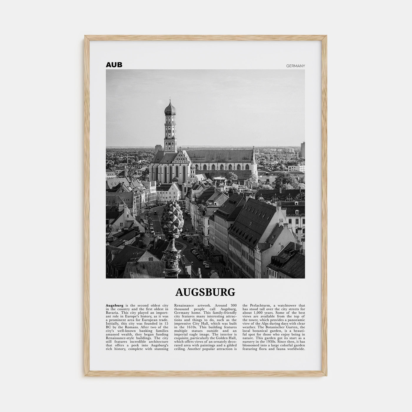 Augsburg Travel B&W Poster