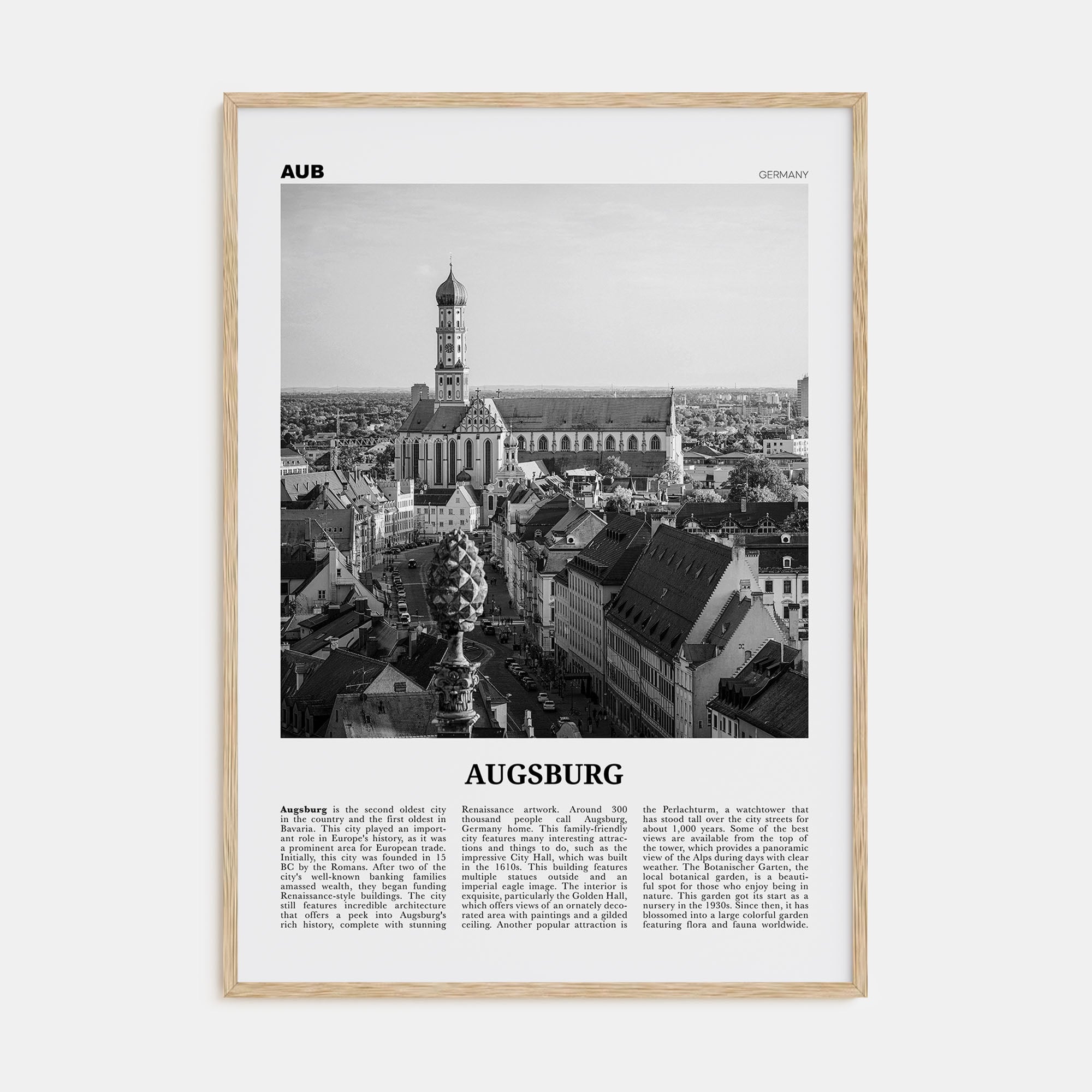 Augsburg Travel B&W Poster