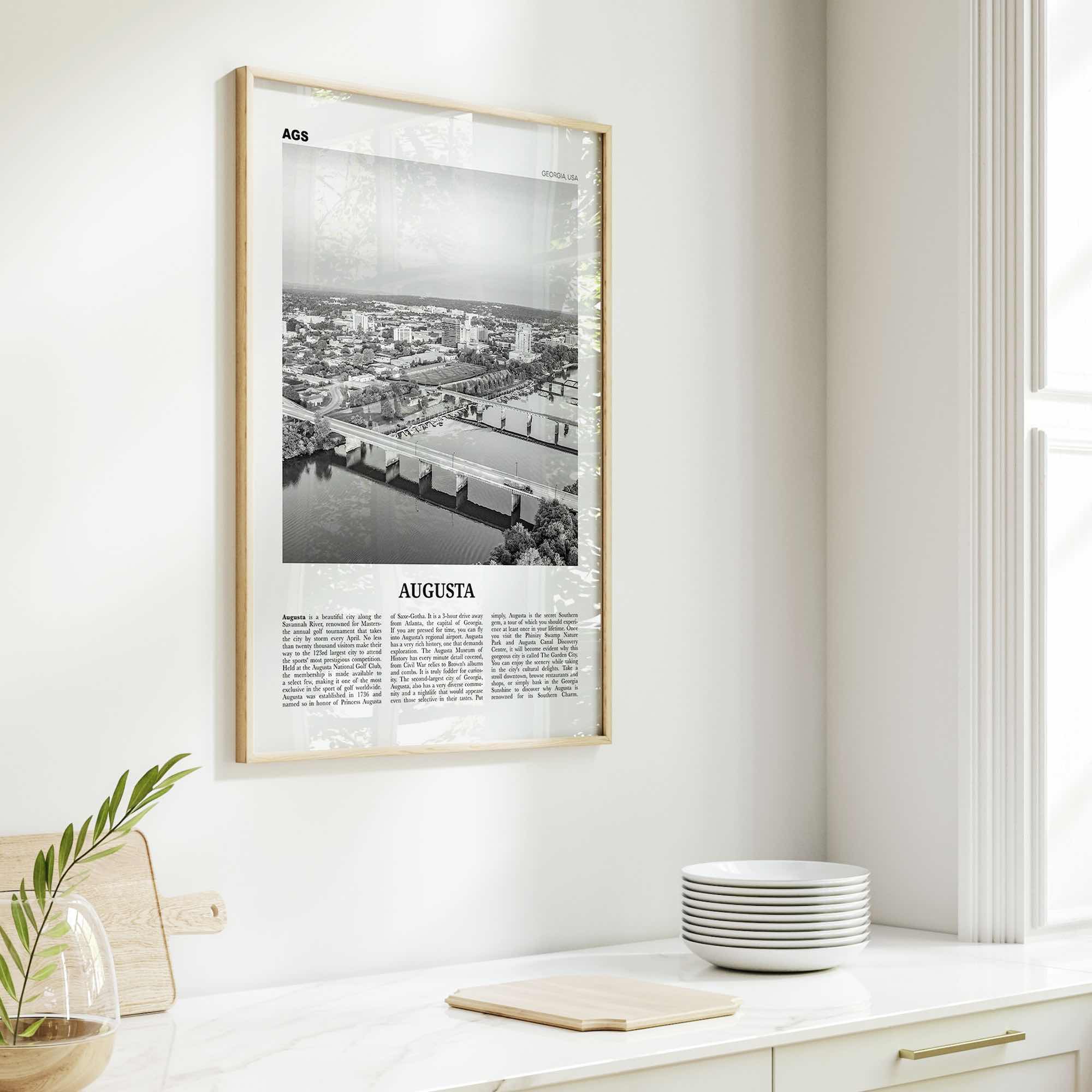 Augusta Print Black and White, Augusta Wall Art, Augusta Poster, Augusta Photo, Augusta Wall Décor, Georgia, USA, United States