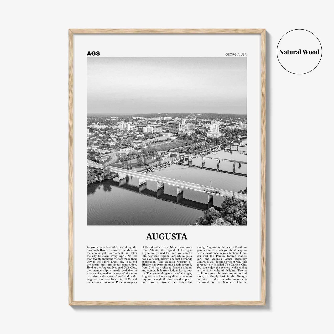 Augusta Print Black and White, Augusta Wall Art, Augusta Poster, Augusta Photo, Augusta Wall Décor, Georgia, USA, United States