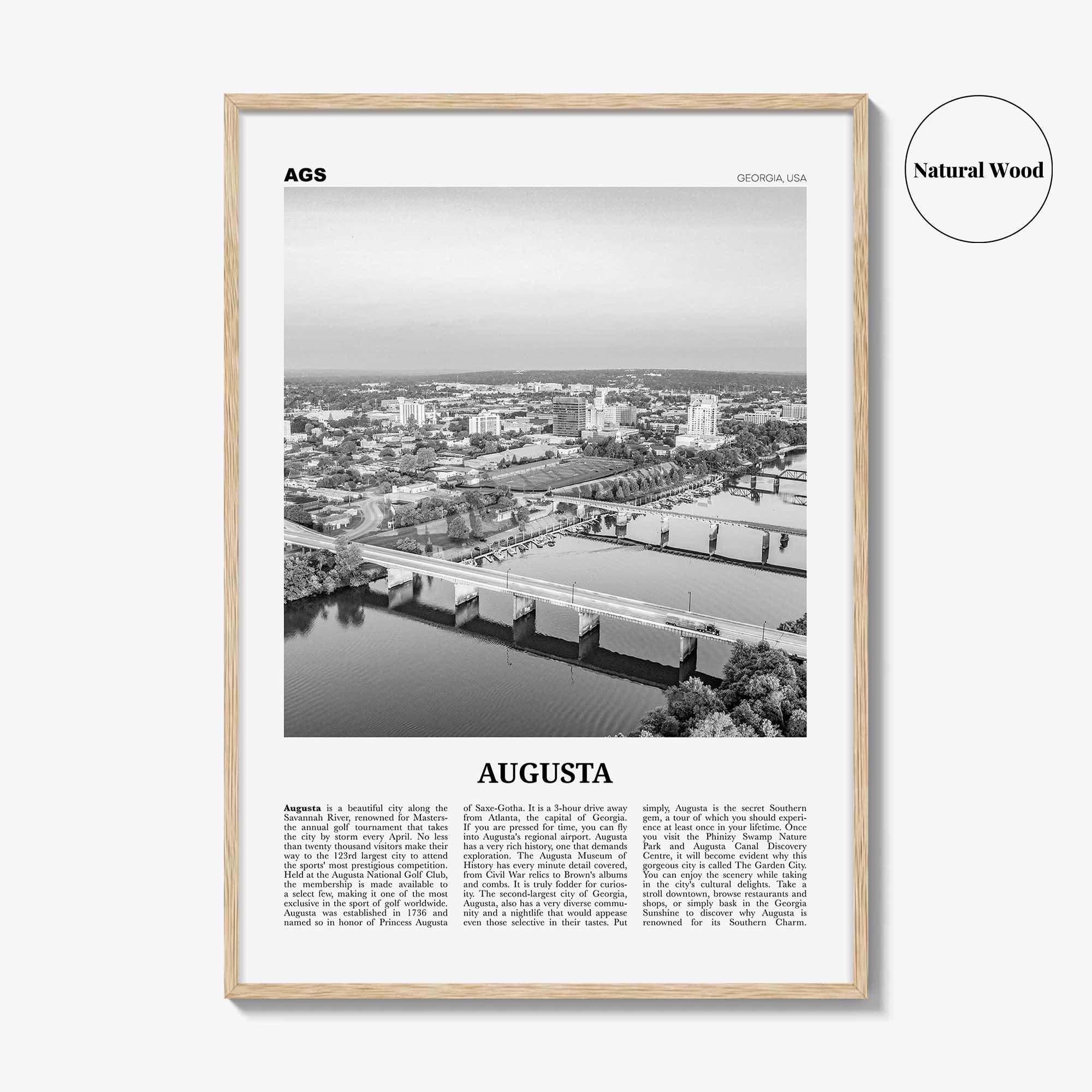 Augusta Print Black and White, Augusta Wall Art, Augusta Poster, Augusta Photo, Augusta Wall Décor, Georgia, USA, United States