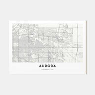 Aurora, Colorado Map Landscape Poster