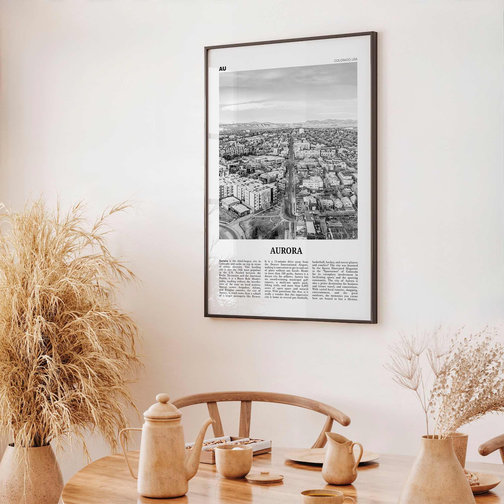 Aurora Print Black and White Colorado, Aurora Wall Art, Aurora Poster, Aurora Photo, Aurora Wall Décor, State, Colorado, United States, USA