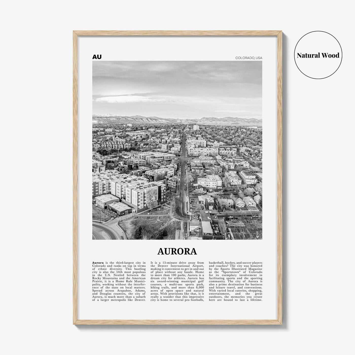 Aurora Print Black and White Colorado, Aurora Wall Art, Aurora Poster, Aurora Photo, Aurora Wall Décor, State, Colorado, United States, USA