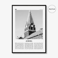 Aurora Print Black and White Illinois, Aurora Wall Art, Aurora Poster, Aurora Photo, Aurora Wall Décor, Illinois, USA, United States