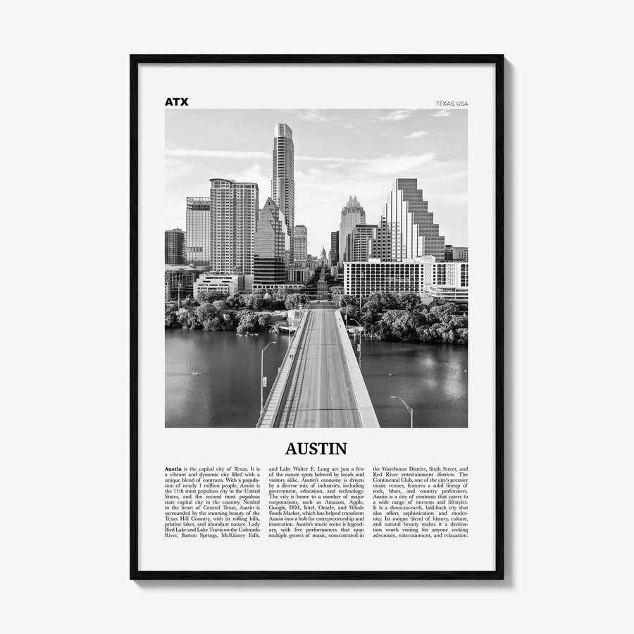 Austin Print Black and White No 1, Austin Wall Art, Austin Poster, Austin Photo, Austin Decor, Texas, USA, United States, North America