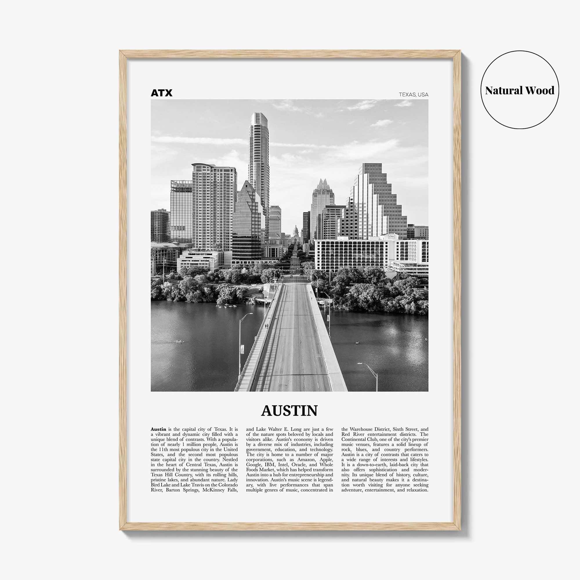 Austin Print Black and White No 1, Austin Wall Art, Austin Poster, Austin Photo, Austin Decor, Texas, USA, United States, North America