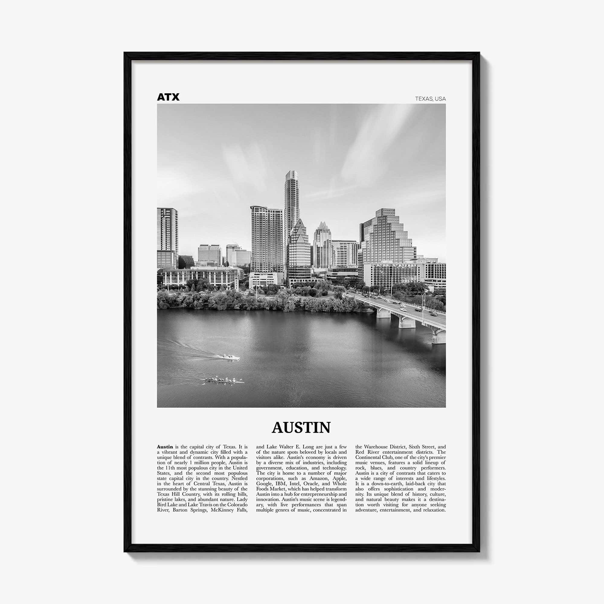 Austin Print Black and White No 3, Austin Wall Art, Austin Poster, Austin Photo, Austin Decor, Texas, USA, United States, North America