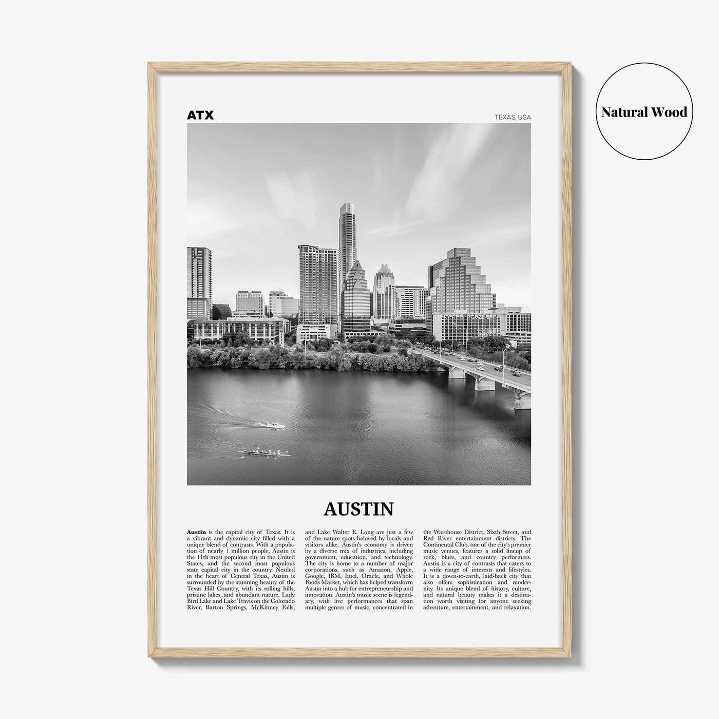 Austin Print Black and White No 3, Austin Wall Art, Austin Poster, Austin Photo, Austin Decor, Texas, USA, United States, North America