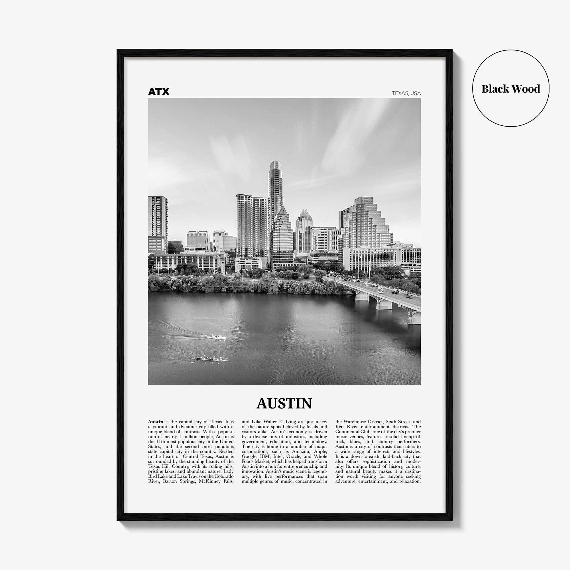 Austin Print Black and White No 3, Austin Wall Art, Austin Poster, Austin Photo, Austin Decor, Texas, USA, United States, North America