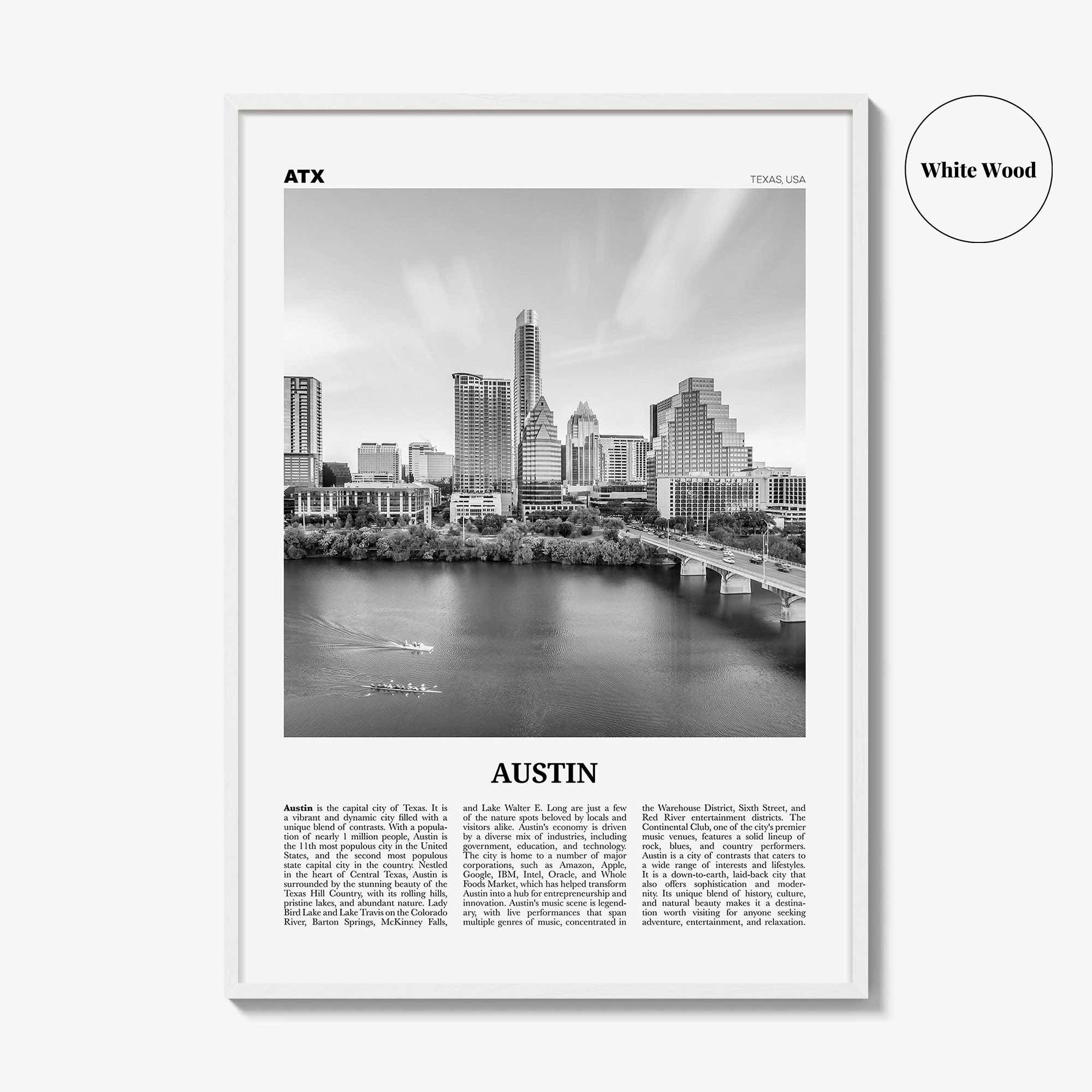 Austin Print Black and White No 3, Austin Wall Art, Austin Poster, Austin Photo, Austin Decor, Texas, USA, United States, North America