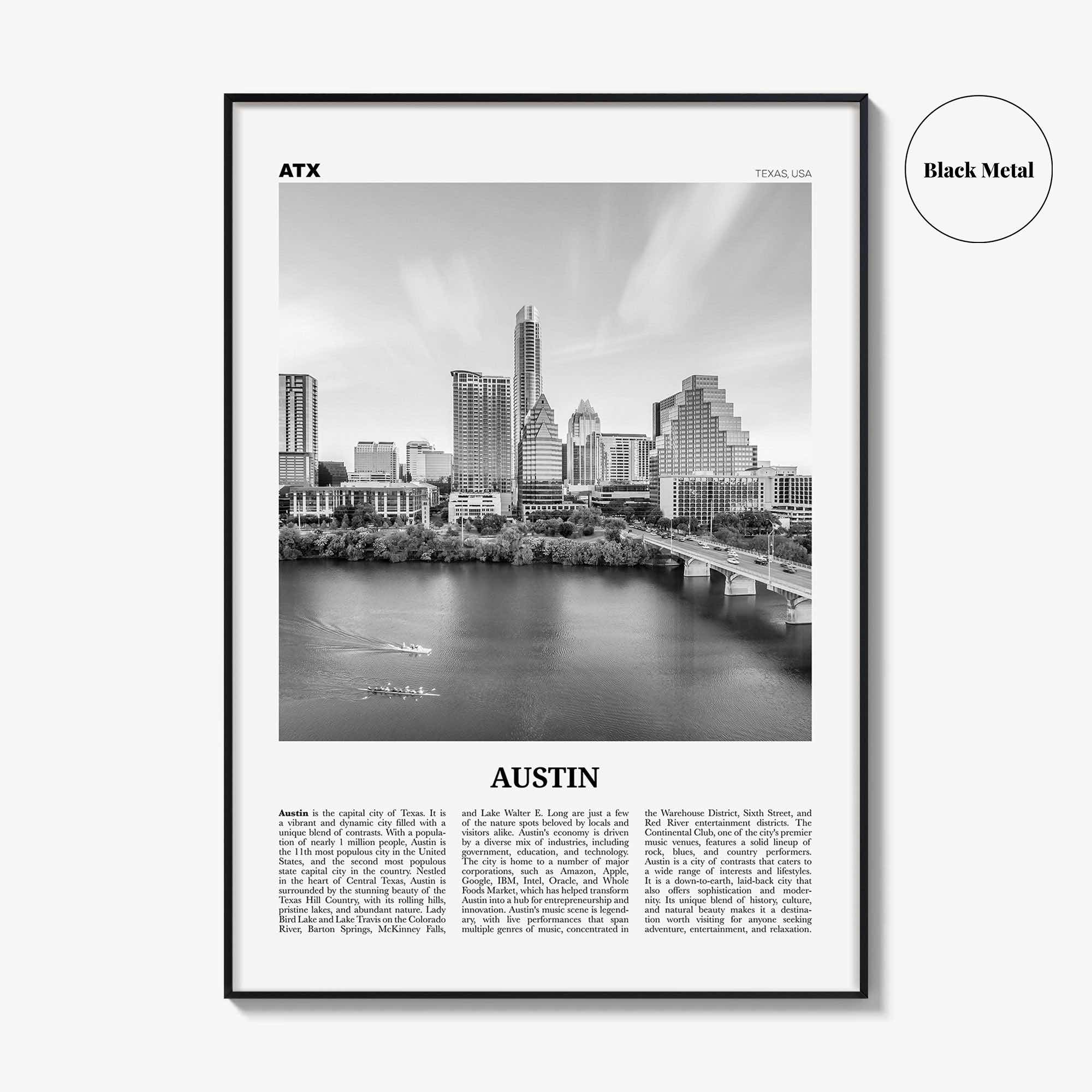 Austin Print Black and White No 3, Austin Wall Art, Austin Poster, Austin Photo, Austin Decor, Texas, USA, United States, North America