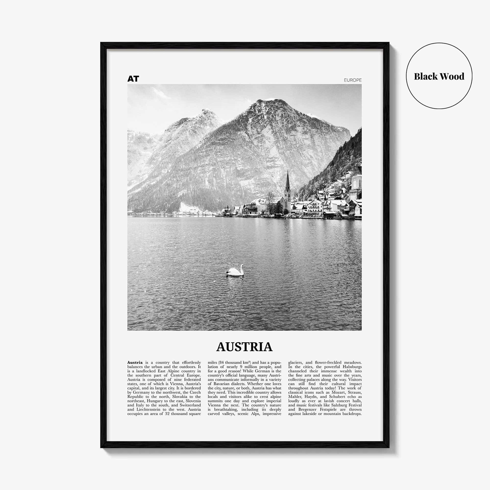 Austria Print Black and White, Austria Wall Art, Austria Poster, Austria Photo, Austria Wall Decor, Republik Österreich, Europe